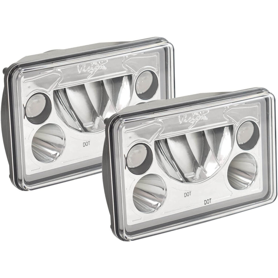 VX Series 4x6" LED Headlight Kit - Chrome | White Halo