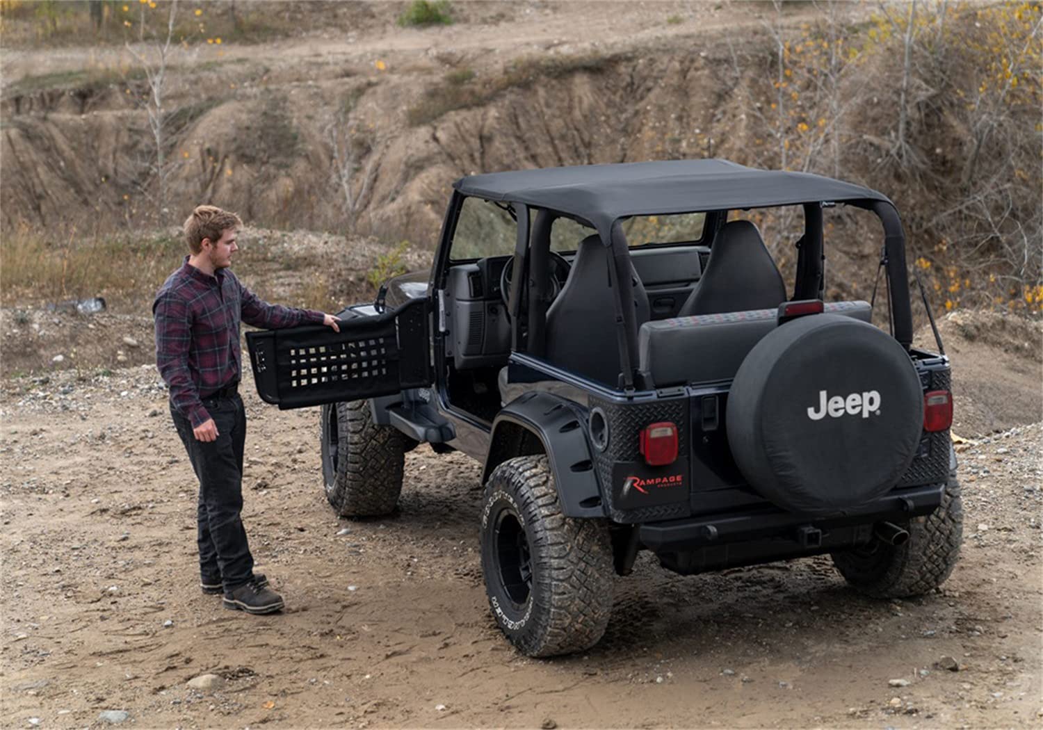 Trail Doors RAMPAGE PRODUCTS for Jeep Wrangler TJ | Pair, Net, Steel, OE Black Texture | 7683 | Fits 1997-2006 Jeep Wrangler TJ / 2004-2006 Jeep Wrangler LJ 2-Door