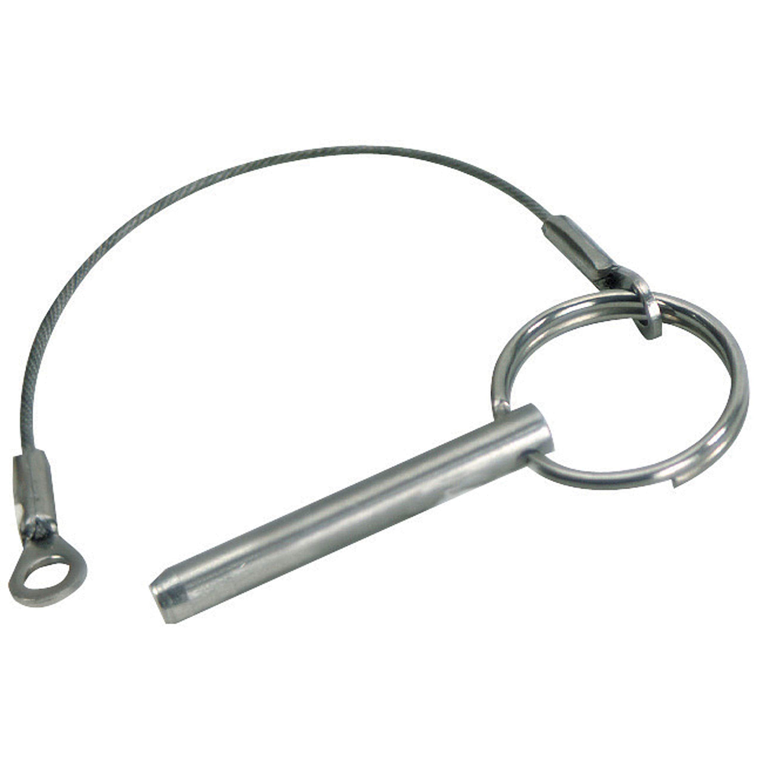 Quick Release Pin Whitecap S-1019C with Lanyard, Retractable Ball and Flip Tab - 1/4" x 1-5/8"