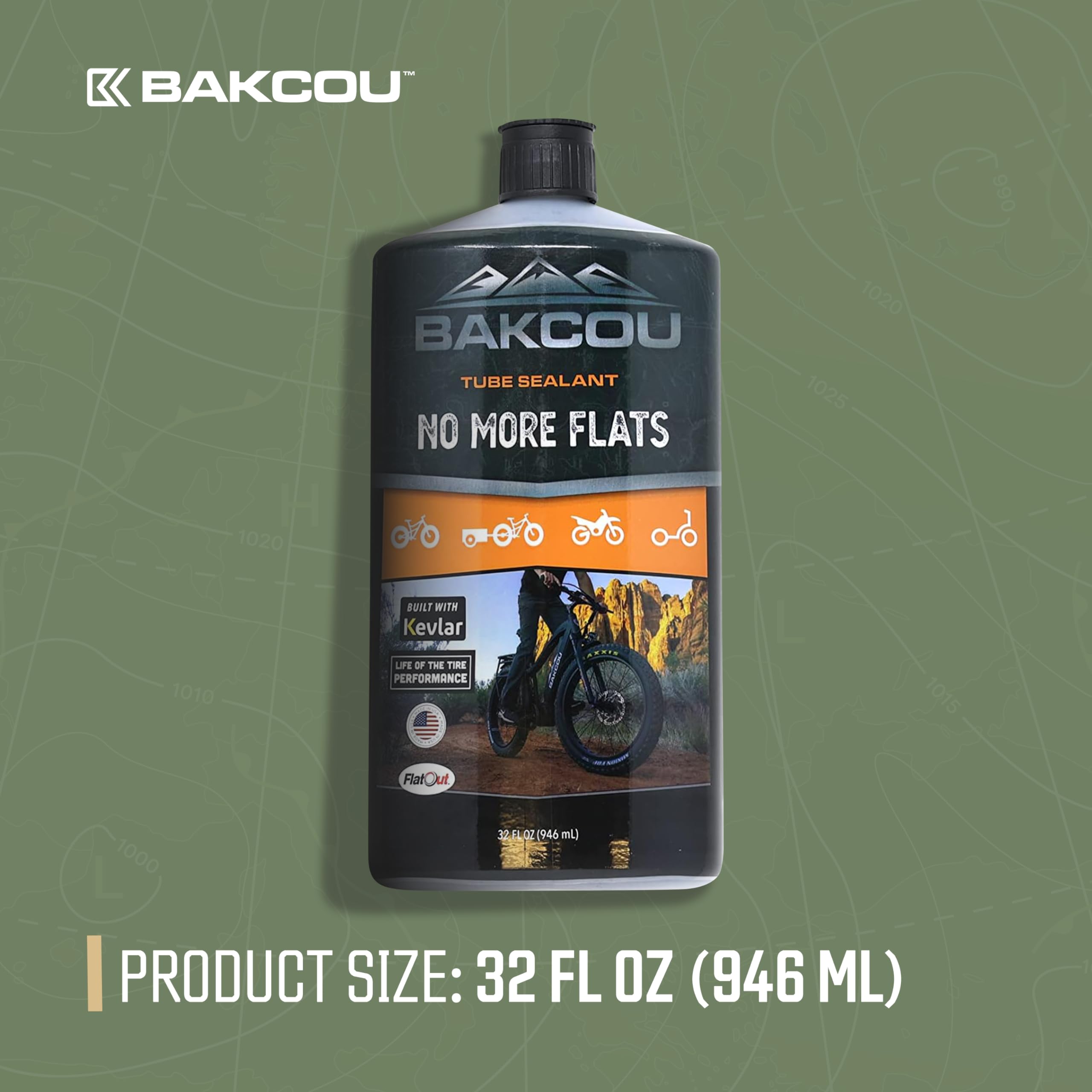 Flat Out - Bakcou Ultimate Off-Road eBike with Bicycle Sealant for Tire Repair, Prevents Flats, Seals Leaks, Engineered for Tough Conditions