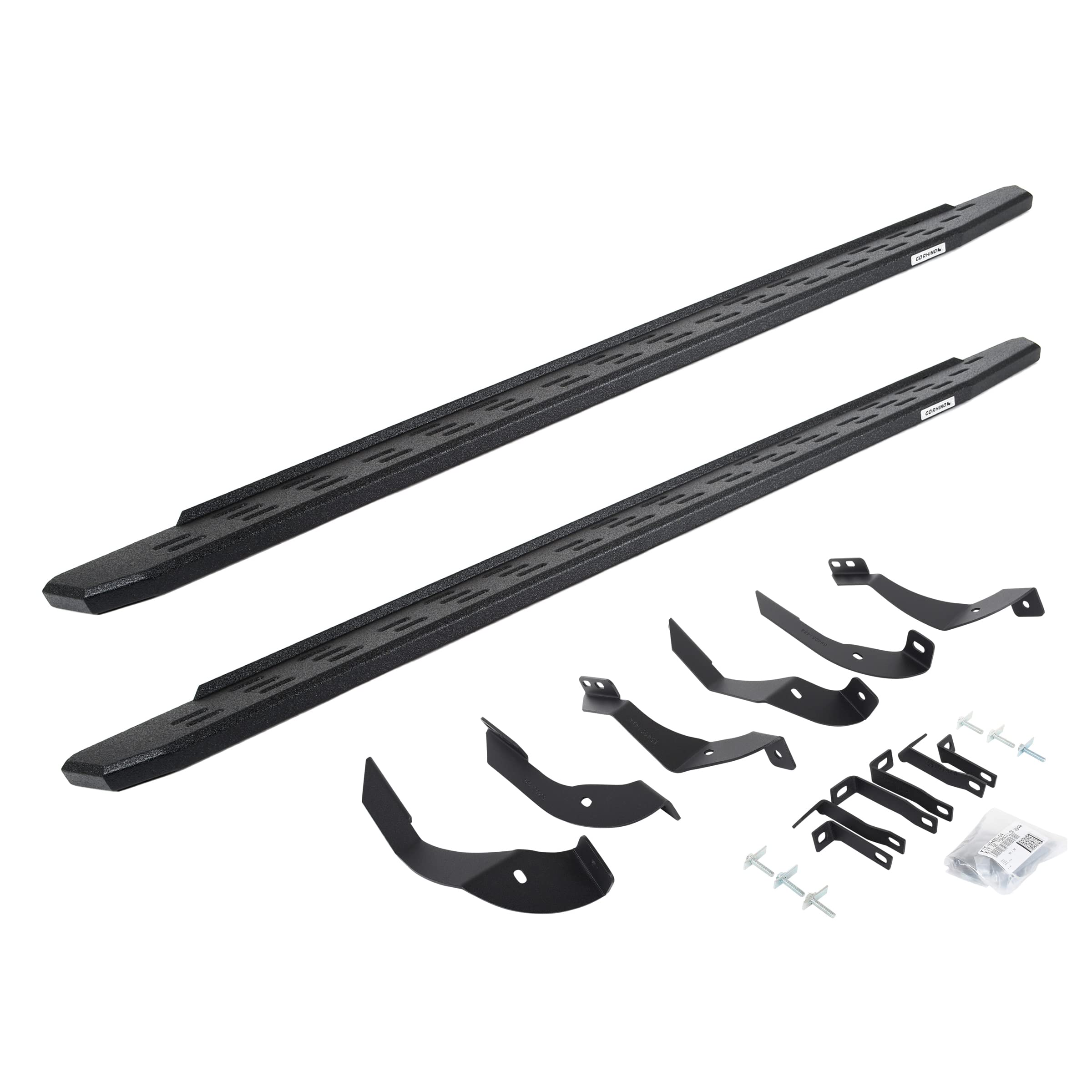 Go Rhino Running Boards & Brackets RB30 | Galvanized Steel, Protective Bedliner Coating | 69605187T | Fits 2015-2019 Chevrolet Silverado & GMC Sierra 2500 HD, 3500 HD Crew Cab Pickup (Diesel Only)