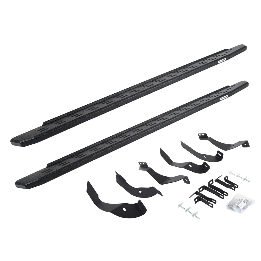 Go Rhino Running Boards & Brackets RB30 | Galvanized Steel, Protective Bedliner Coating | 69605187T | Fits 2015-2019 Chevrolet Silverado & GMC Sierra 2500 HD, 3500 HD Crew Cab Pickup (Diesel Only)