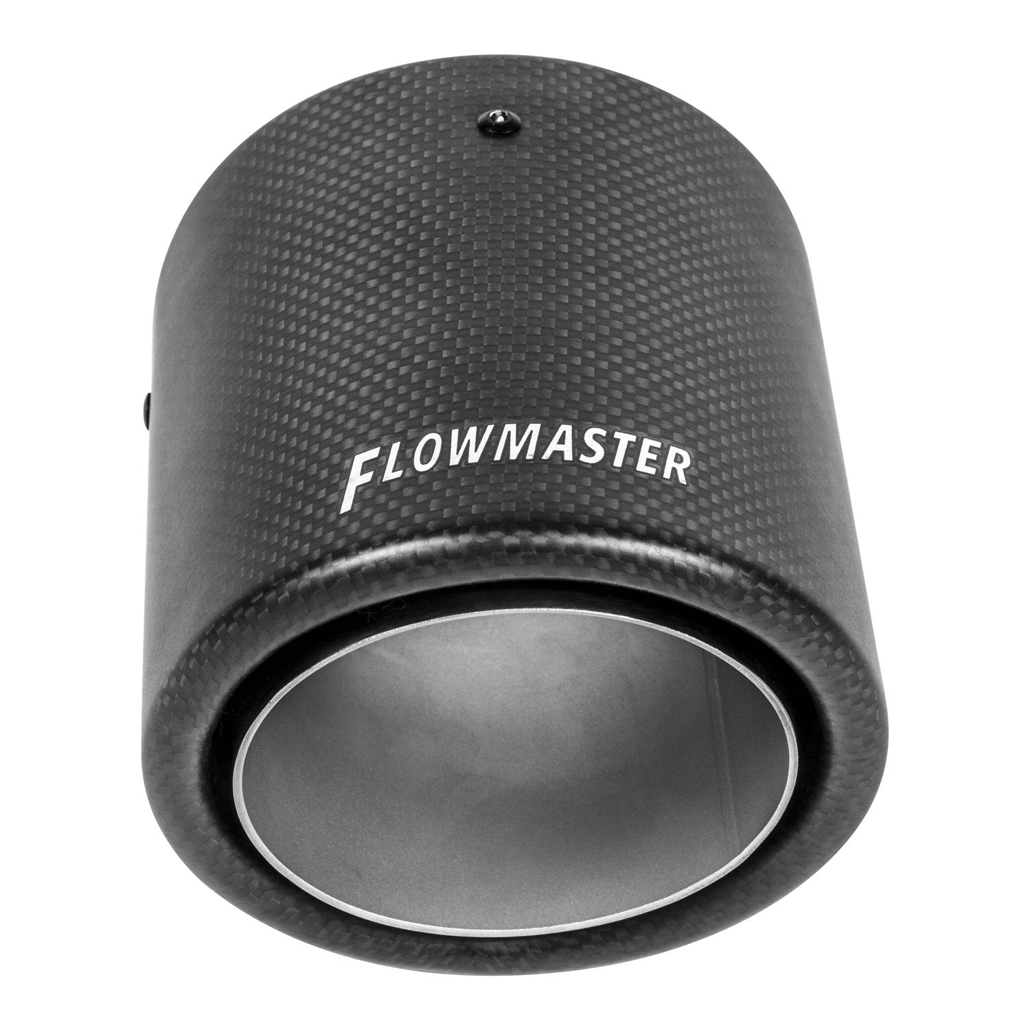 Flowmaster Exhaust Tip 15400 4 Inch Rolled Angle Cut Carbon Fiber Fits 2.5 Inch Tubing - Weld On