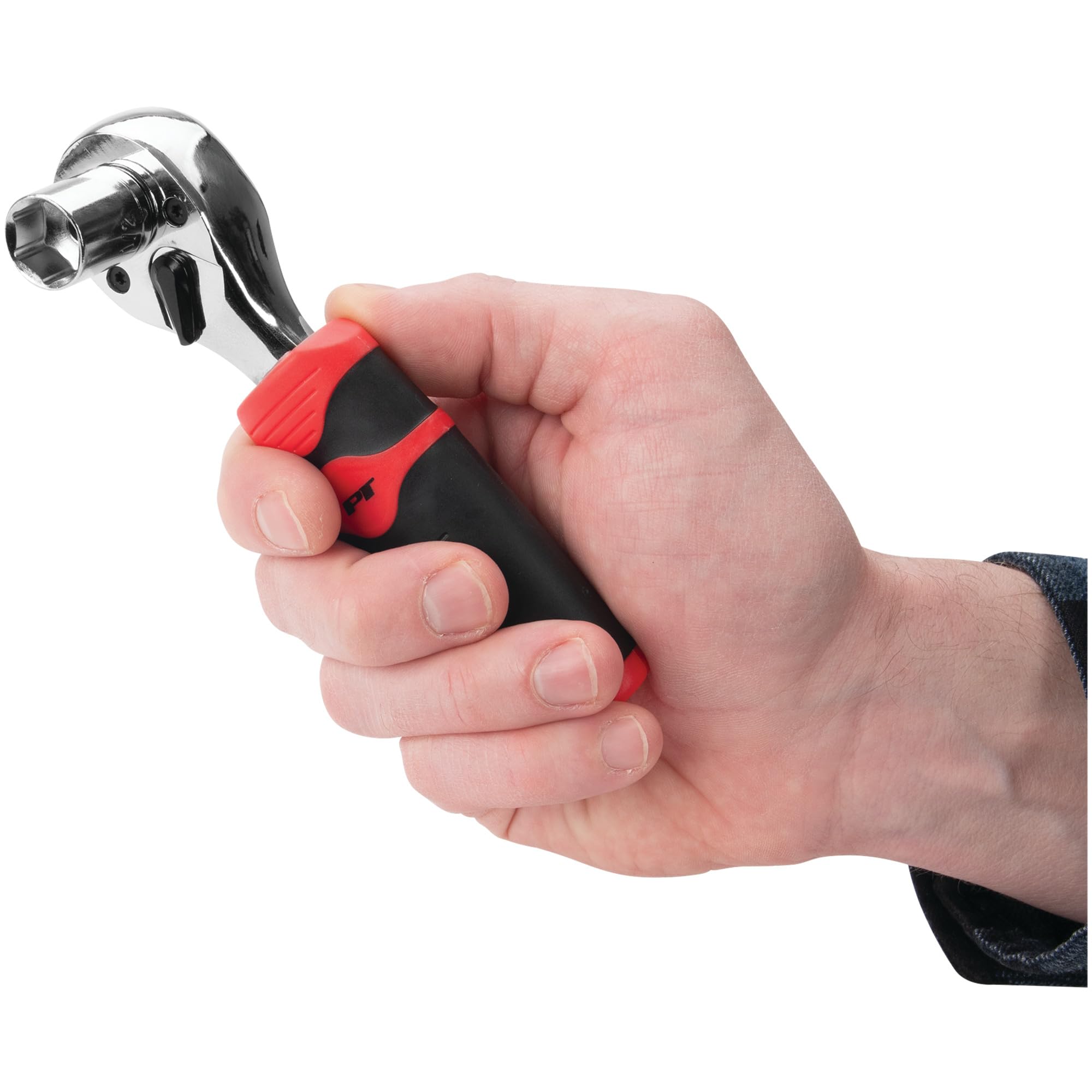 Dual Drive Performance Tool W9113 Stubby Ratchet with Comfort Grip, 72-Tooth Gear for Tight Spaces, 1/4-Inch and 3/8-Inch Drive Head