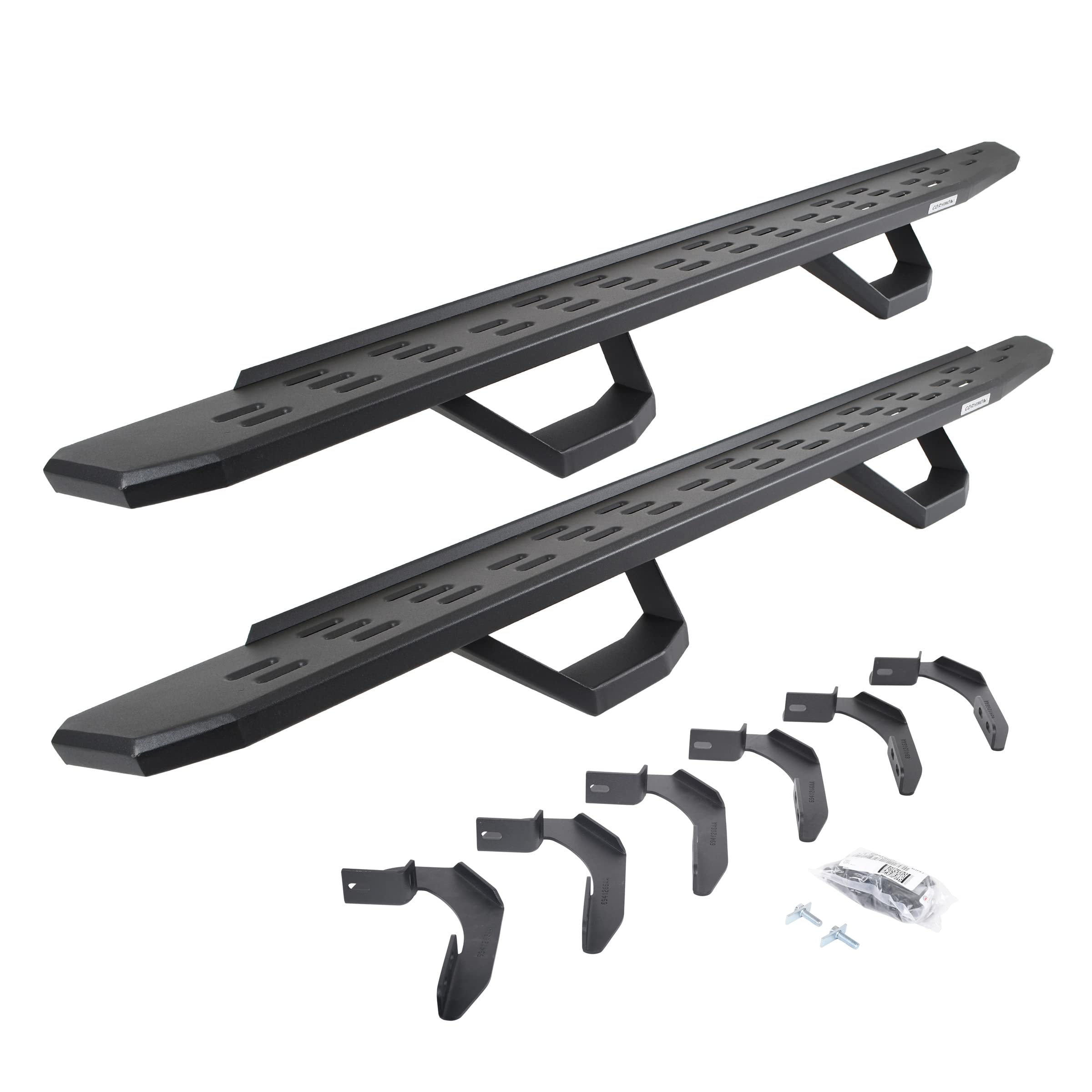 Go Rhino Running Boards RB30, Brackets, & 2 Pair of Drop Steps | Galvanized Steel, Textured Black | 6961268020PC | Fits 2004-2014 Ford F-150 Super Cab Pickup