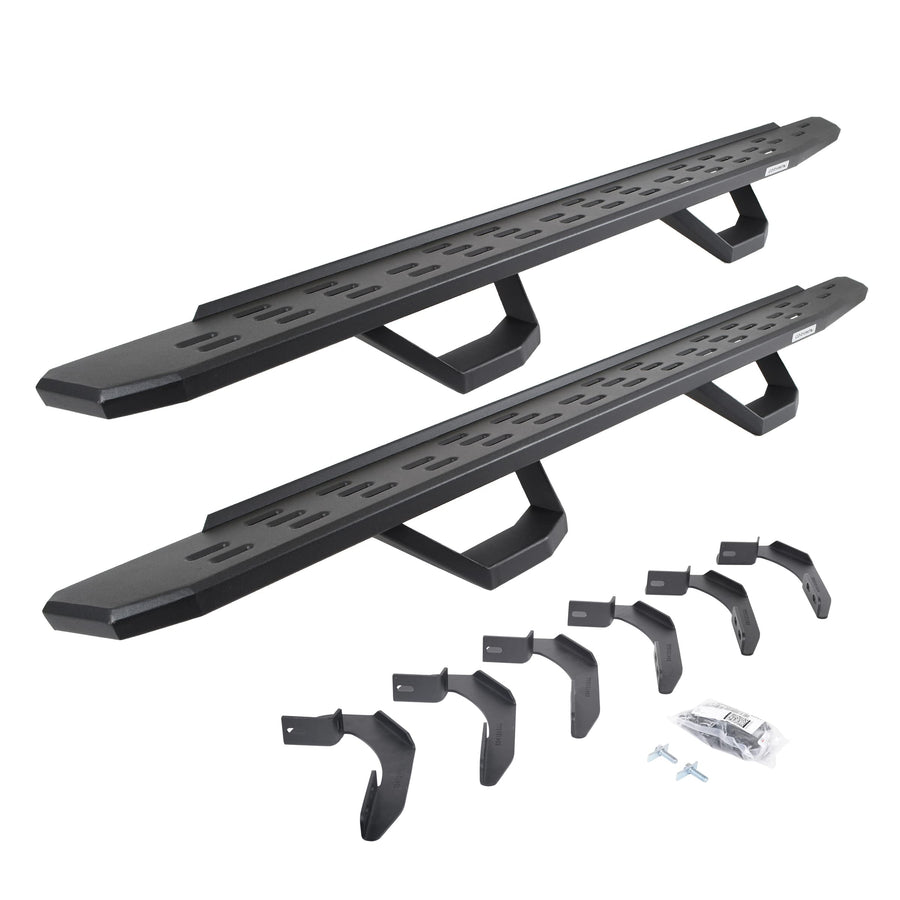 Go Rhino Running Boards RB30, Brackets, & 2 Pair of Drop Steps | Galvanized Steel, Textured Black | 6961268020PC | Fits 2004-2014 Ford F-150 Super Cab Pickup