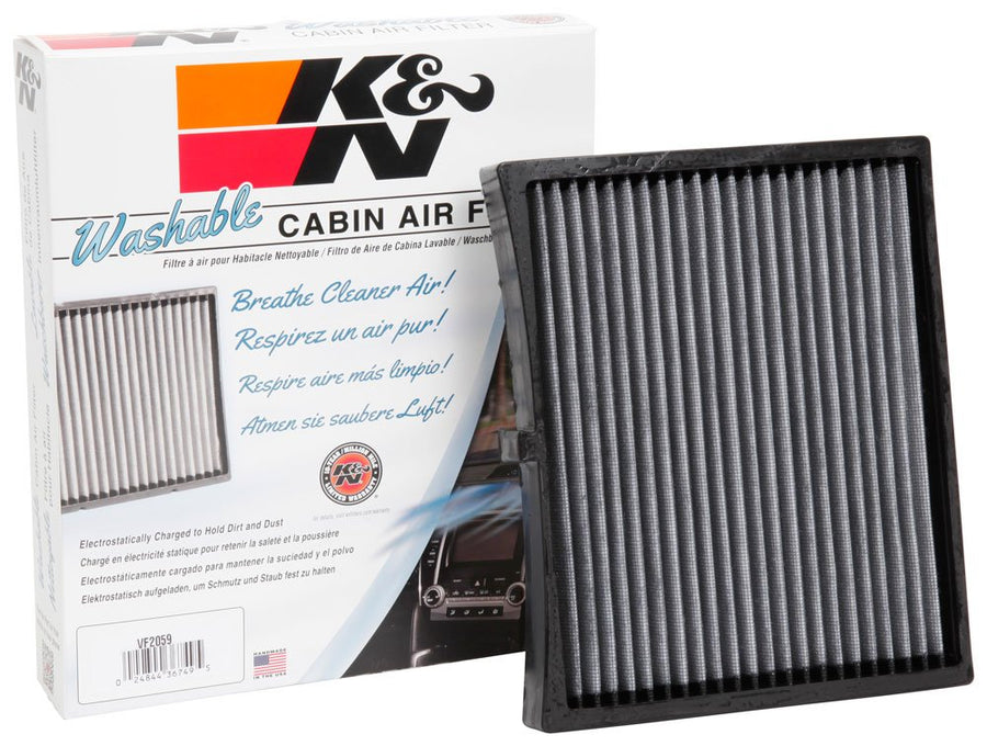 Cabin Air Filter K&N LIFETIME: Premium, Washable, Clean Air for your Cabin: Compatible with 2017-2024 Hyundai/KIA: Accent, Elantra, I20, I30, Cerato, Forte, K3, Rio, VF2059