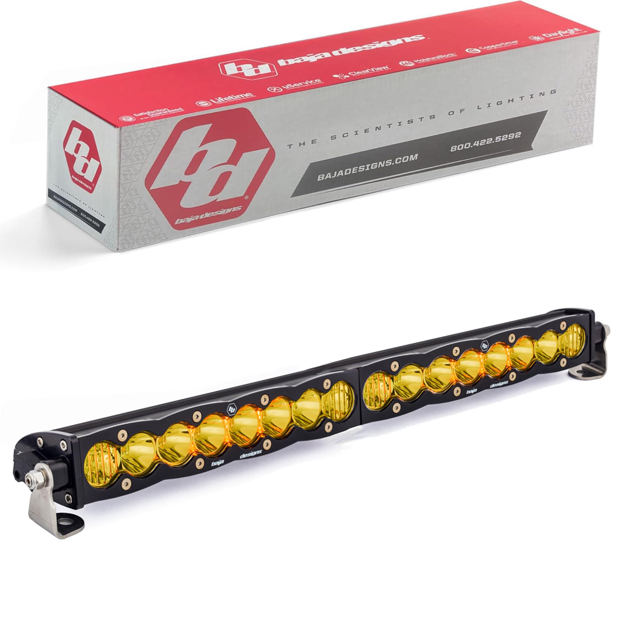 Baja Designs 20" S8 LED Light Bar - Slim Off-Road LED Light Bar for Trucks, Wranglers, 4x4, UTV, ATV - Amber Backlight (Driving/Combo; Baja Amber Lens)