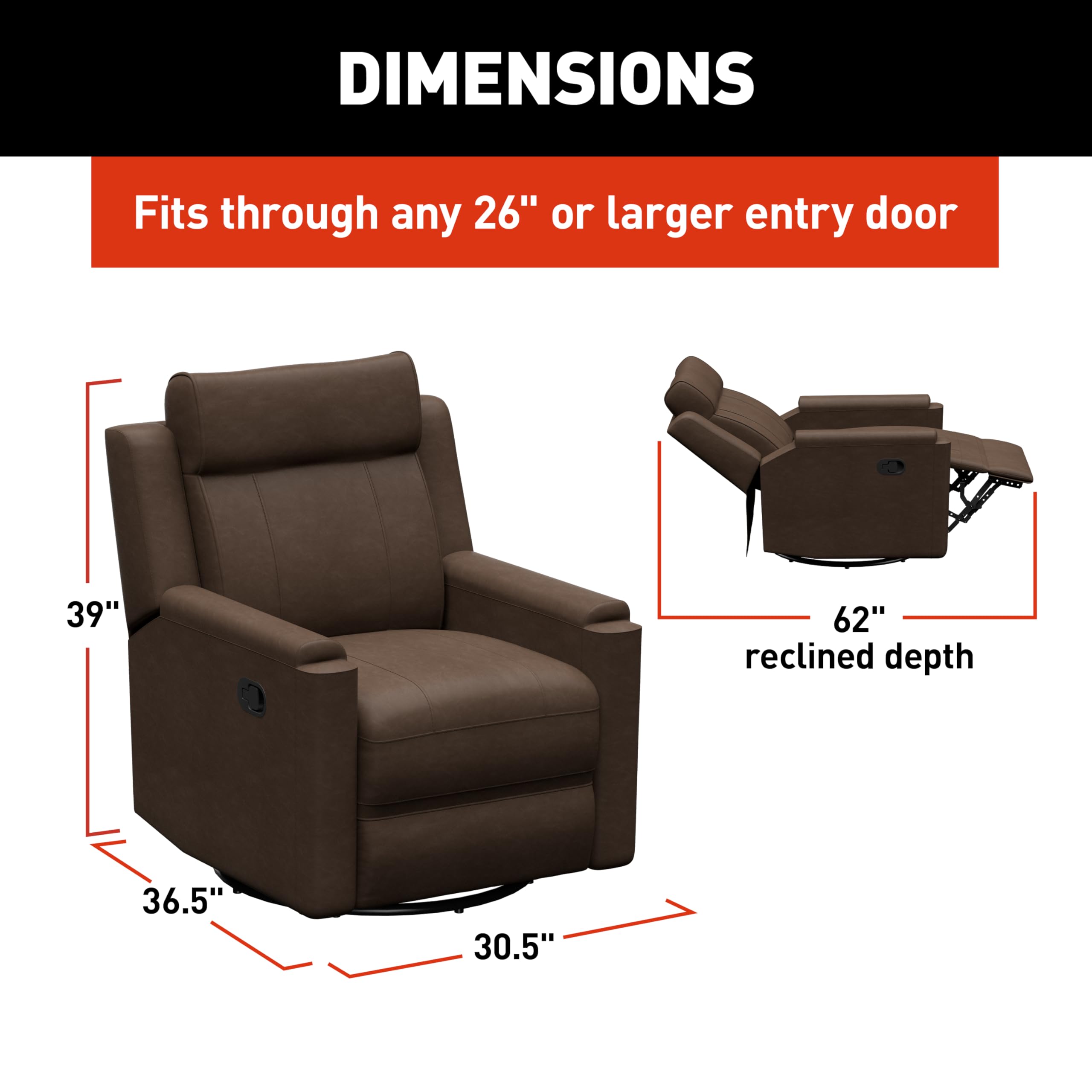 Signature THOMAS PAYNE RV Swivel Glide Recliner with Easy Manual Recline, Swivel, Glide Functionalities, High-Density Foam - 2024044208