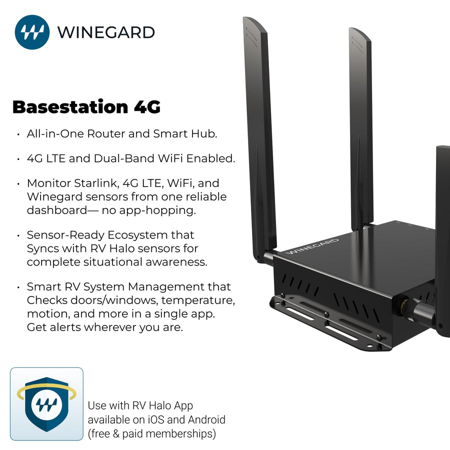 4G Winegard Basestation BS-4G01 – Indoor 4G LTE Router & Smart Hub, Dual-Band Wi-Fi, Failover, Sensor-Ready, Starlink Compatible