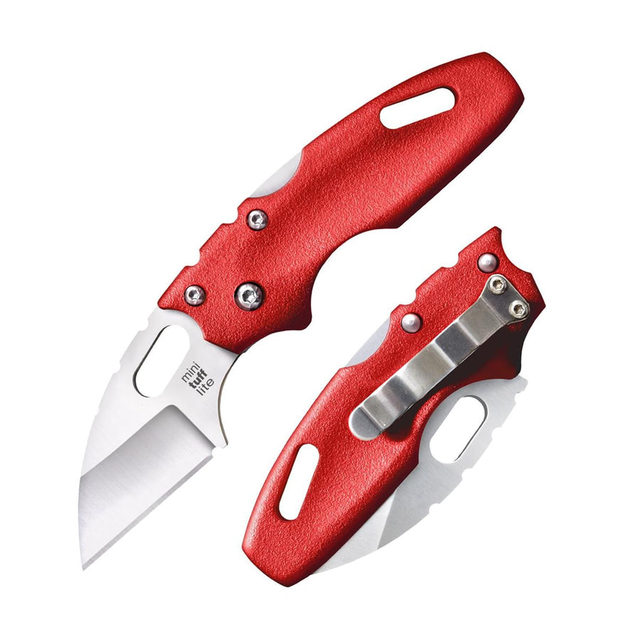 Mini Tuff Lite Cold Steel 2" 4034SS Sheepsfoot Razor-Sharp Blade 3" Griv-Ex Red Handle Everyday Carry Pocket Folding Knife