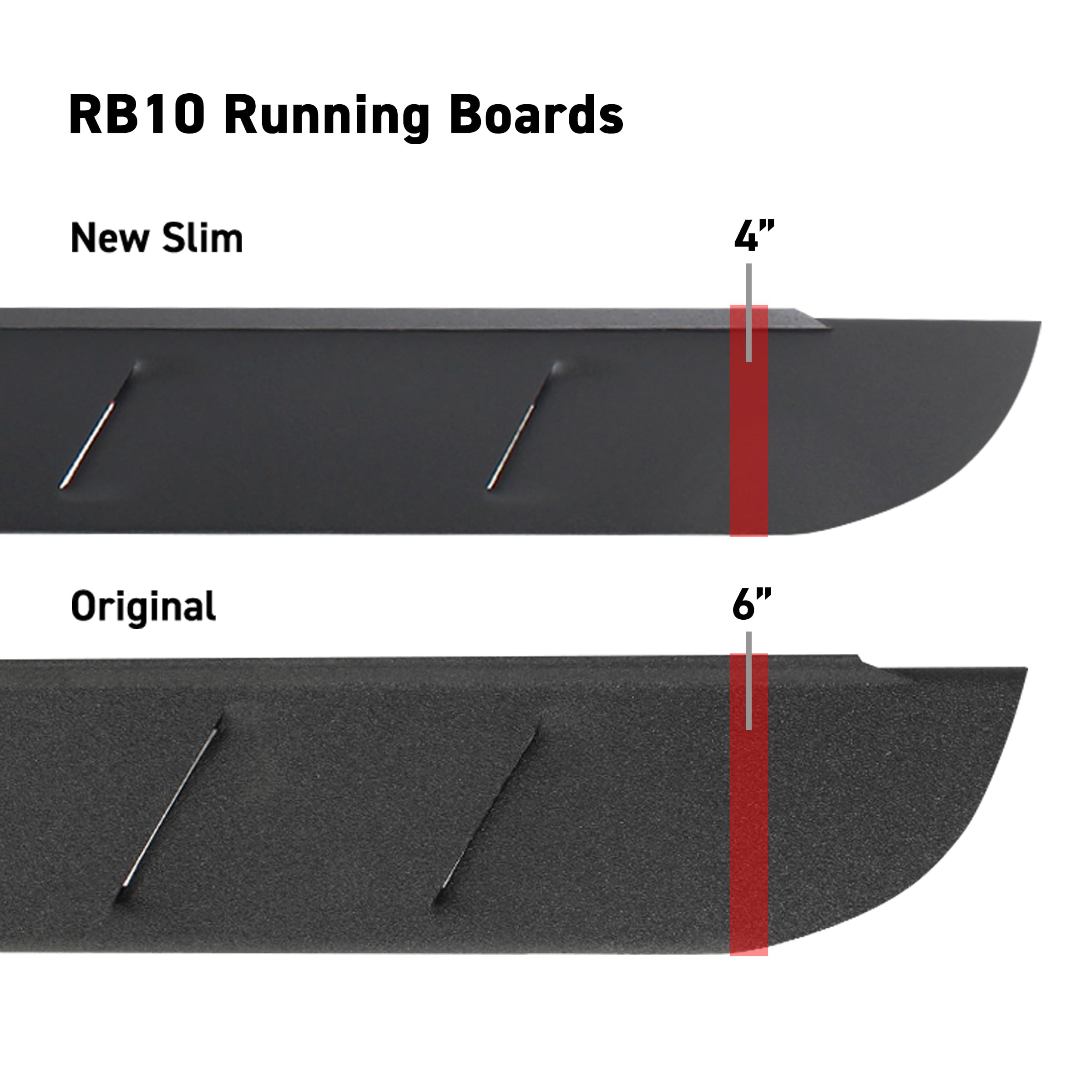 RB10 Slim Running Boards Go Rhino | 87", Galvanized Steel, Protective Bedliner Coating | 630087ST