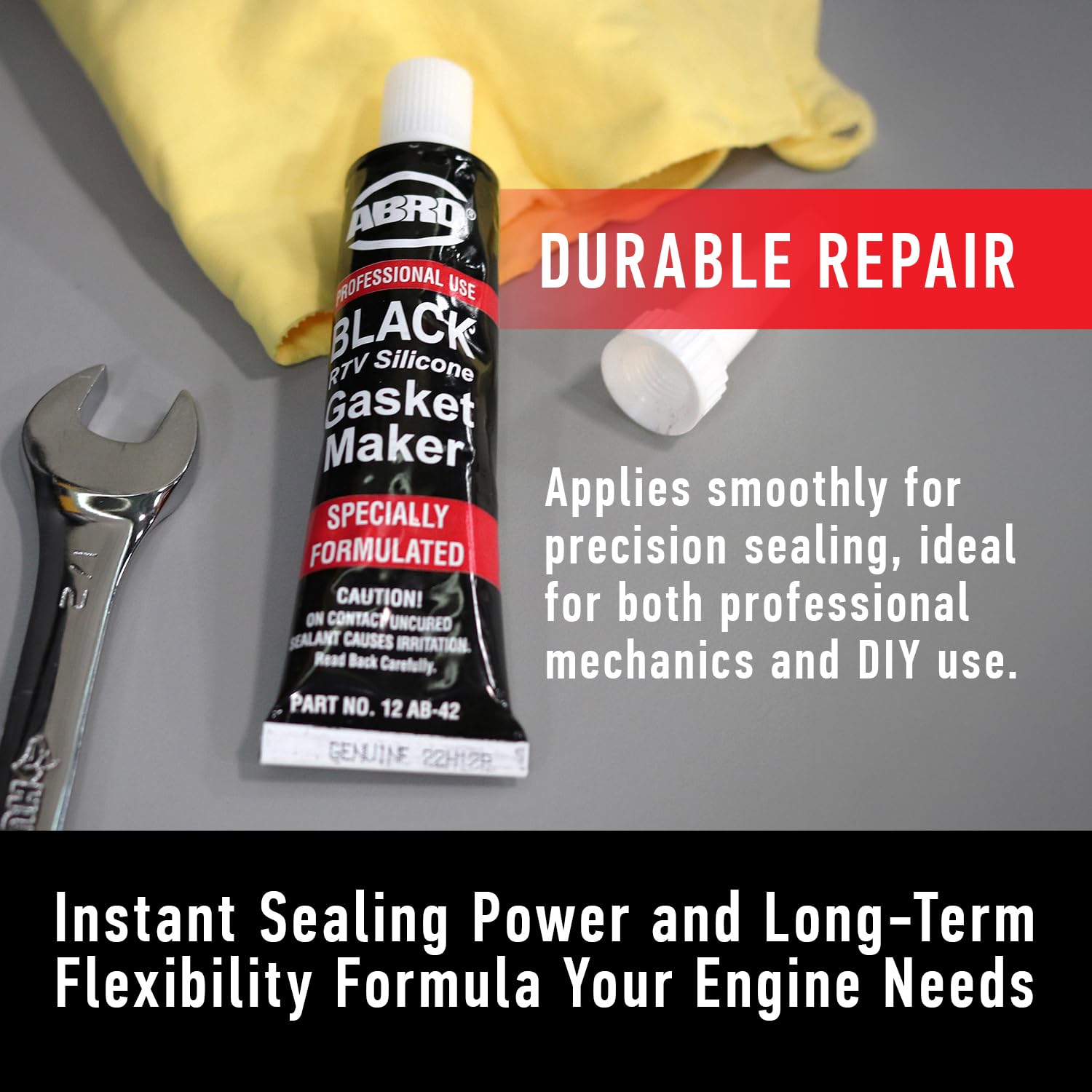 RTV Silicone Sealant and Gasket Maker ABRO: Up to 500 Degree F Heat, High Temp Silicone Sealant, 3 oz/85g Tube - Black