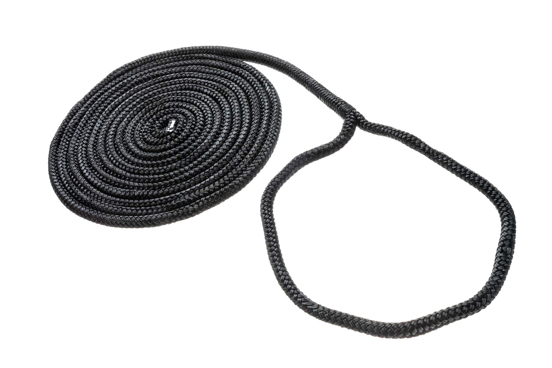 Double Braided Nylon Dock Line Attwood 117604-7 — UV-Resistant, 3/8-In. Thick, 15 Feet Long, Black