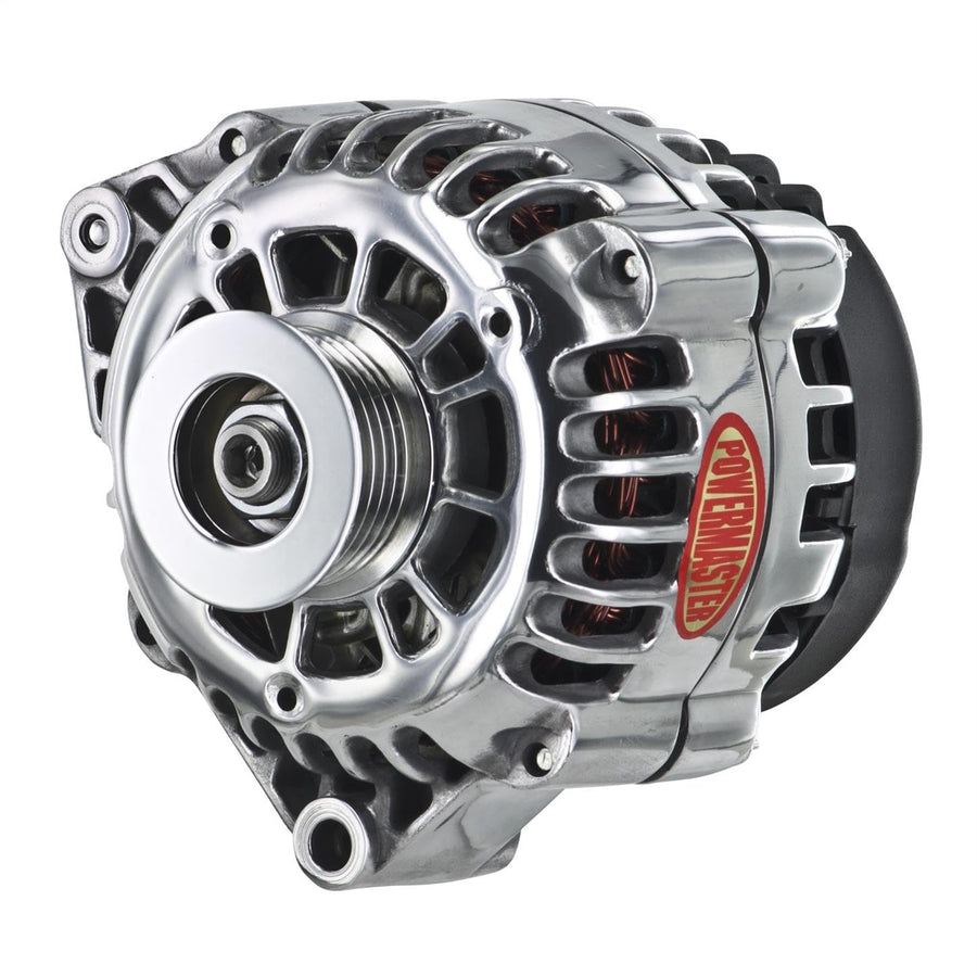 Alt GM CS130D Powermaster Polish 120A 6 grv Pulley Offset Left MTG 1-Wire or OE Hookup