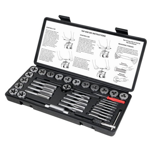 W4001DB Performance Tool 40-Piece SAE Tap And Die Set | Coarse and Fine Threads | Essential Threading Rethreading Tool Kit with Accessories and Storage Case