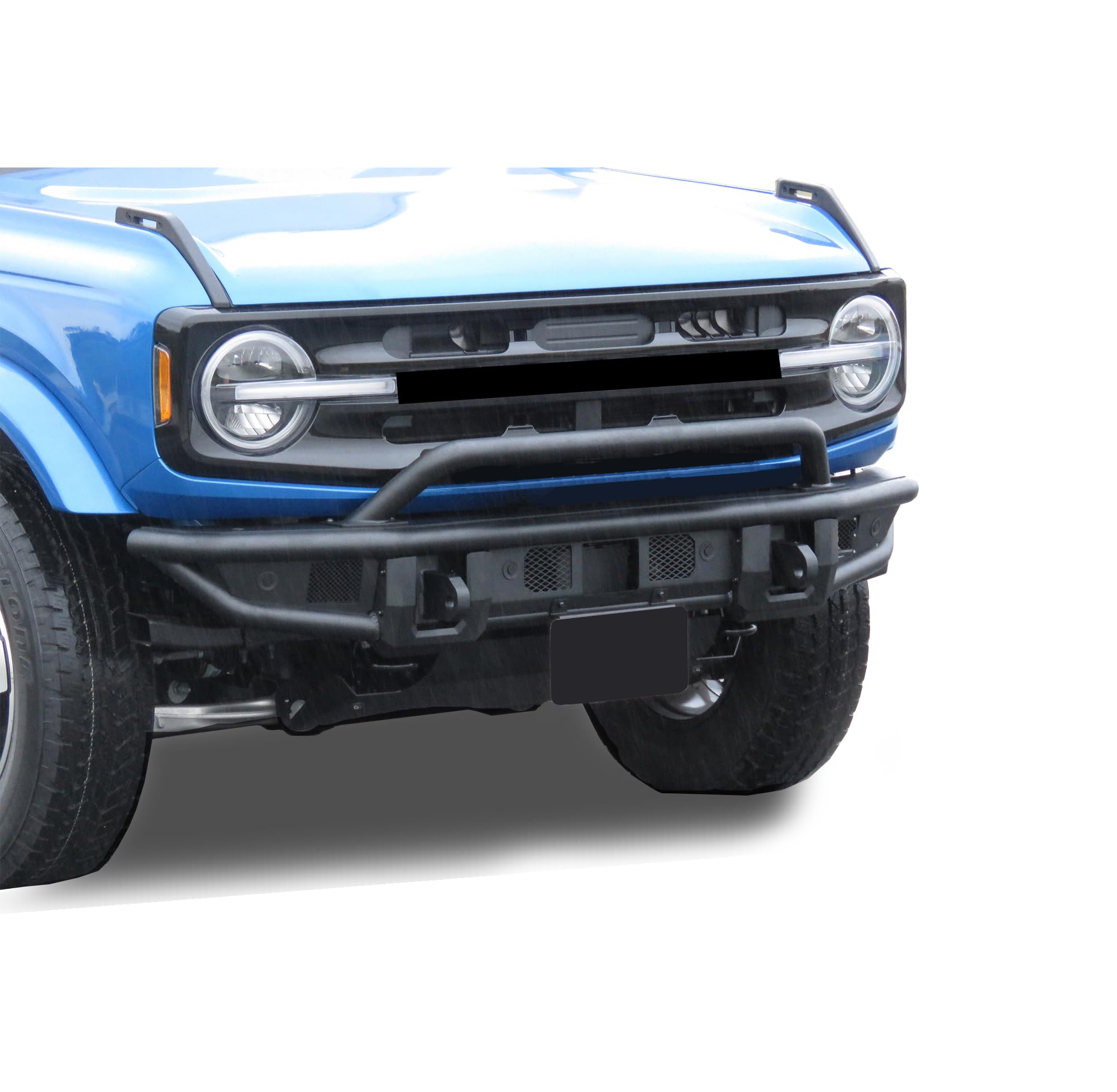 Armour Black Horse Tubular Light Duty Front Bumper Matte Black Compatible with 2021-2024 Ford Bronco-AFB-FB22LD