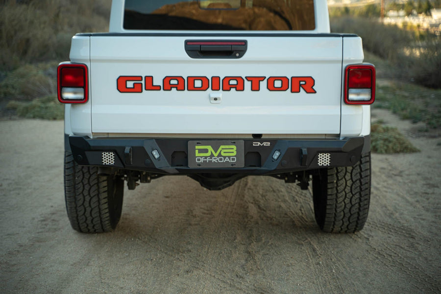 MTO Series Rear Bumper DV8 Offroad for the 2020-2025 Jeep Gladiator JT | Bumper Extends Only 2.5” From Rear of the Truck (Not Including D-Ring Mounts)