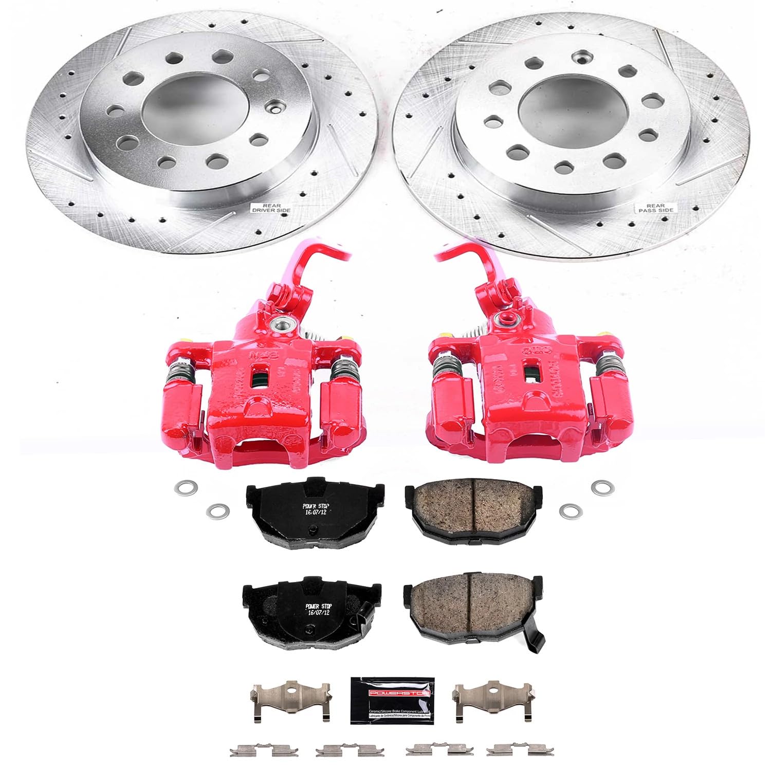 Power Stop Z23 Evolution KC170A Rear Brake Caliper Kit- Brake Rotors, Brake Pads, Brake Calipers For Hyundai Tiburon 2004-2008 [Model Specific]