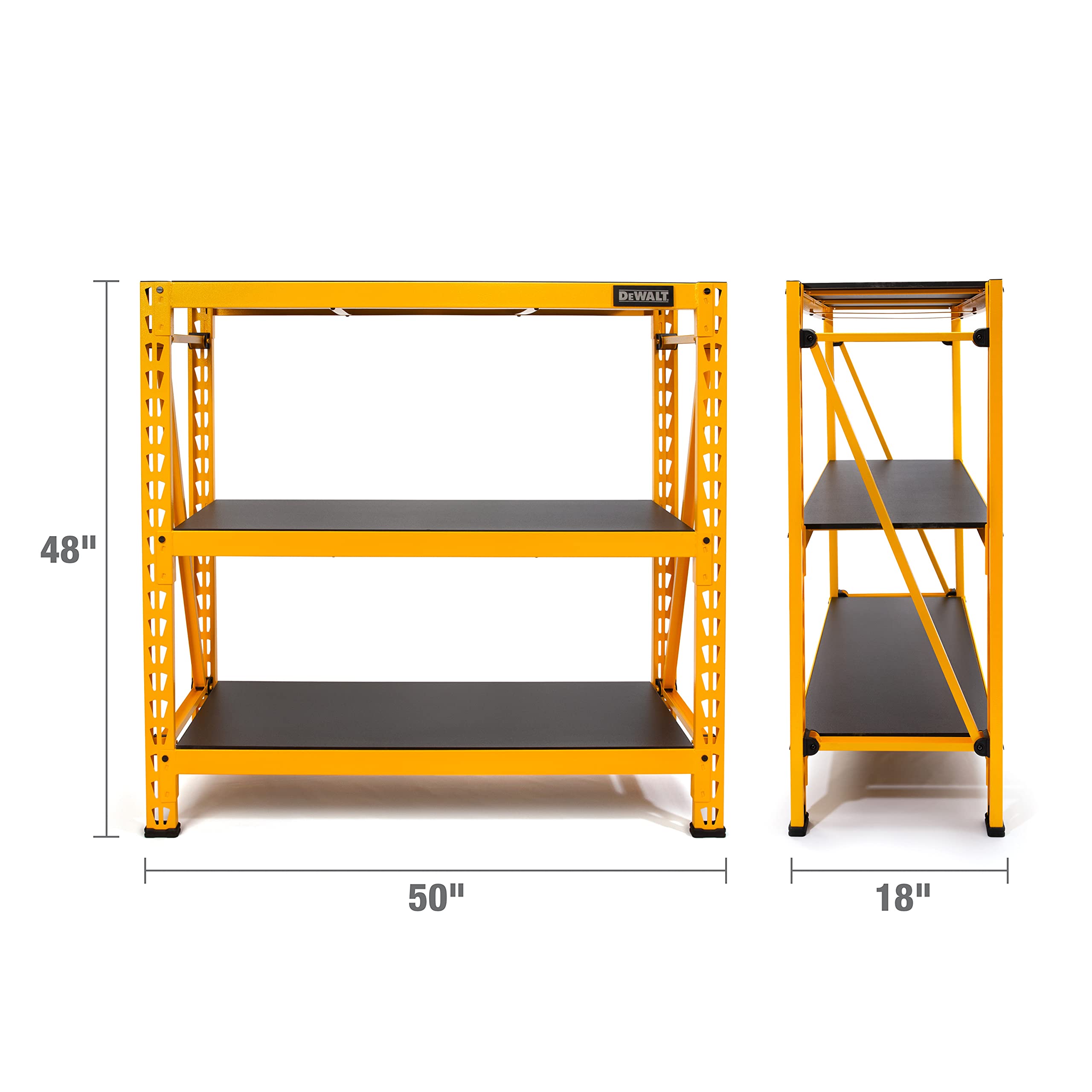 4-Foot DEWALT Tall, 3-Shelf Industrial Workshop/Garage Storage Rack, Total Capacity: 4,500 lbs.