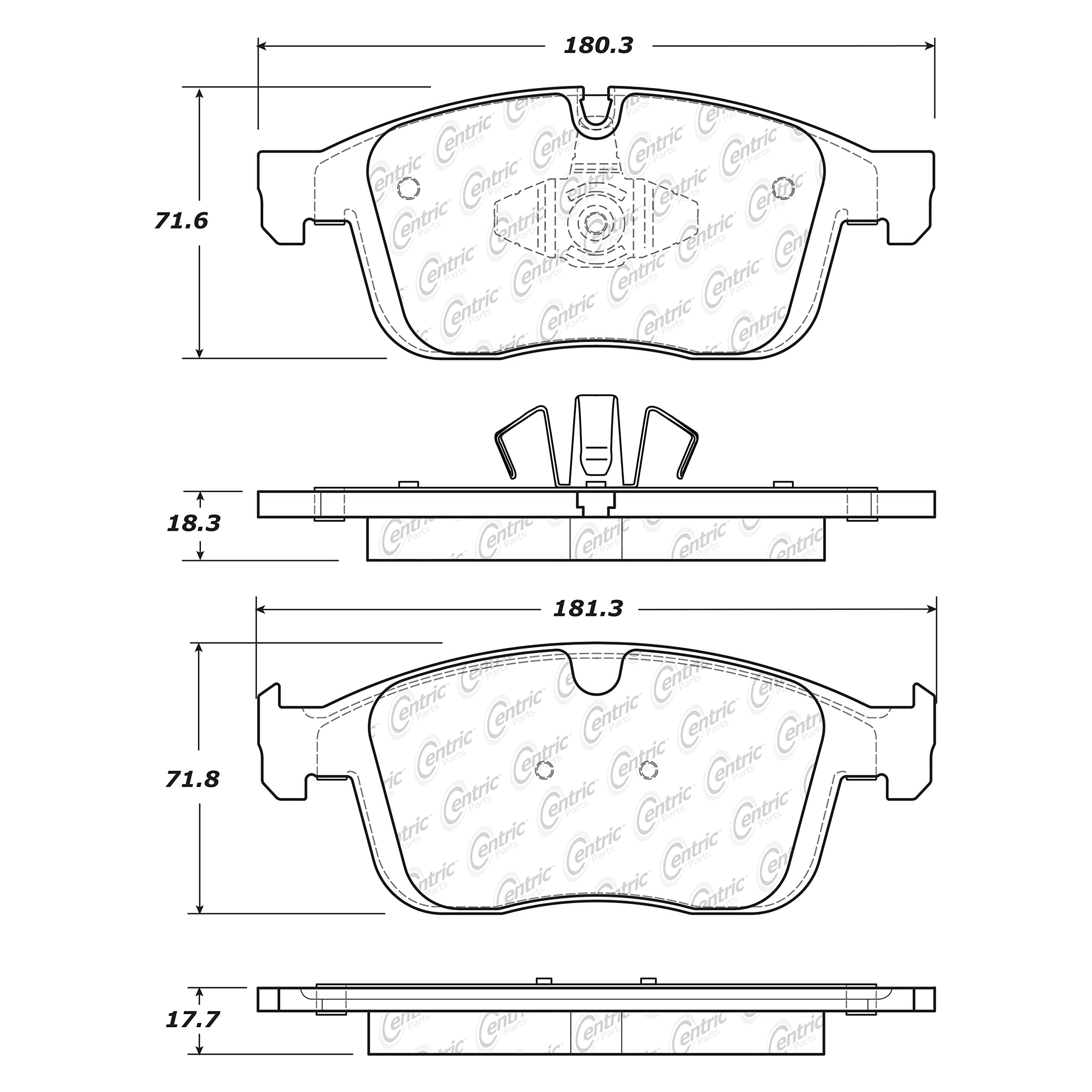 104.18660 Centric Posi Quiet Semi Metallic Brake Pads