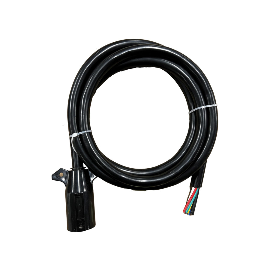 RV Designer 7-Way Trailer Cord TC515, Cable and Connector Assembly, 8' Nylon Plug, PVC Sheath, Copper Wire, Trailer Connector