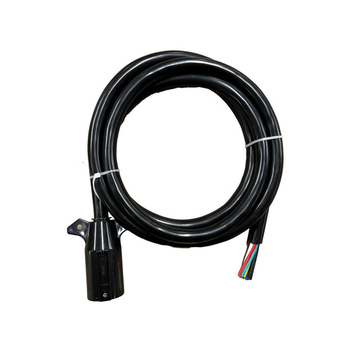 RV Designer 7-Way Trailer Cord TC515, Cable and Connector Assembly, 8' Nylon Plug, PVC Sheath, Copper Wire, Trailer Connector