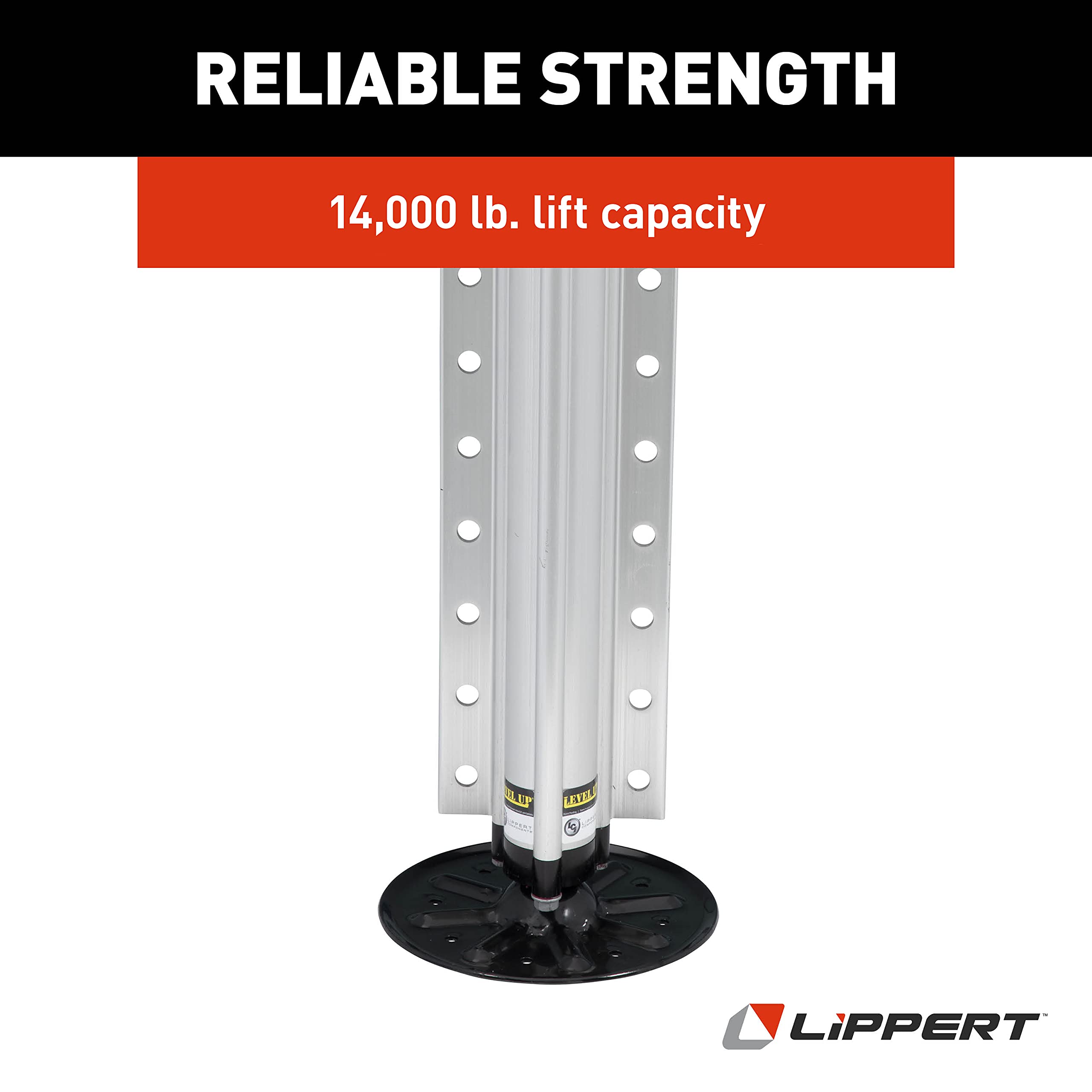 Lippert Hydraulic Leveling Jack Assembly Aluminum with 14,000-lb. Weight Capacity, Universal Fit, 9" Footpad, Easy Installation - 2365601