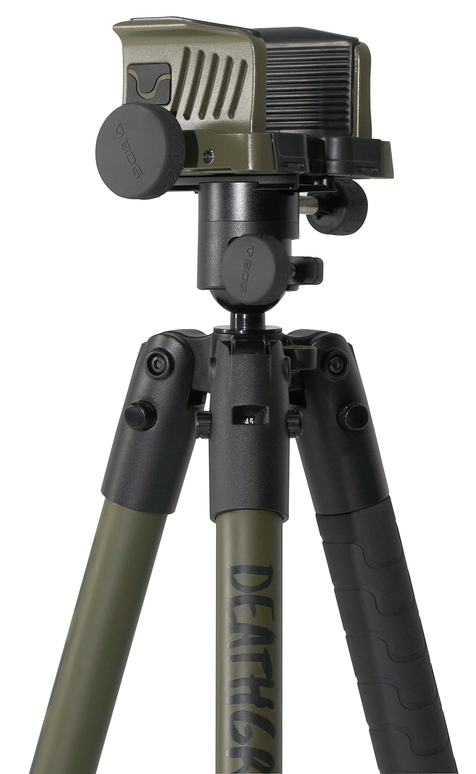 DeathGrip BOG Infinite Aluminum Tripod with Heavy Duty Construction, 360 Degree Ball Head, Quick-Release Arca-Swiss Mount System, and Optics Plate for Hunting, Shooting, Glassing, and Outdoors