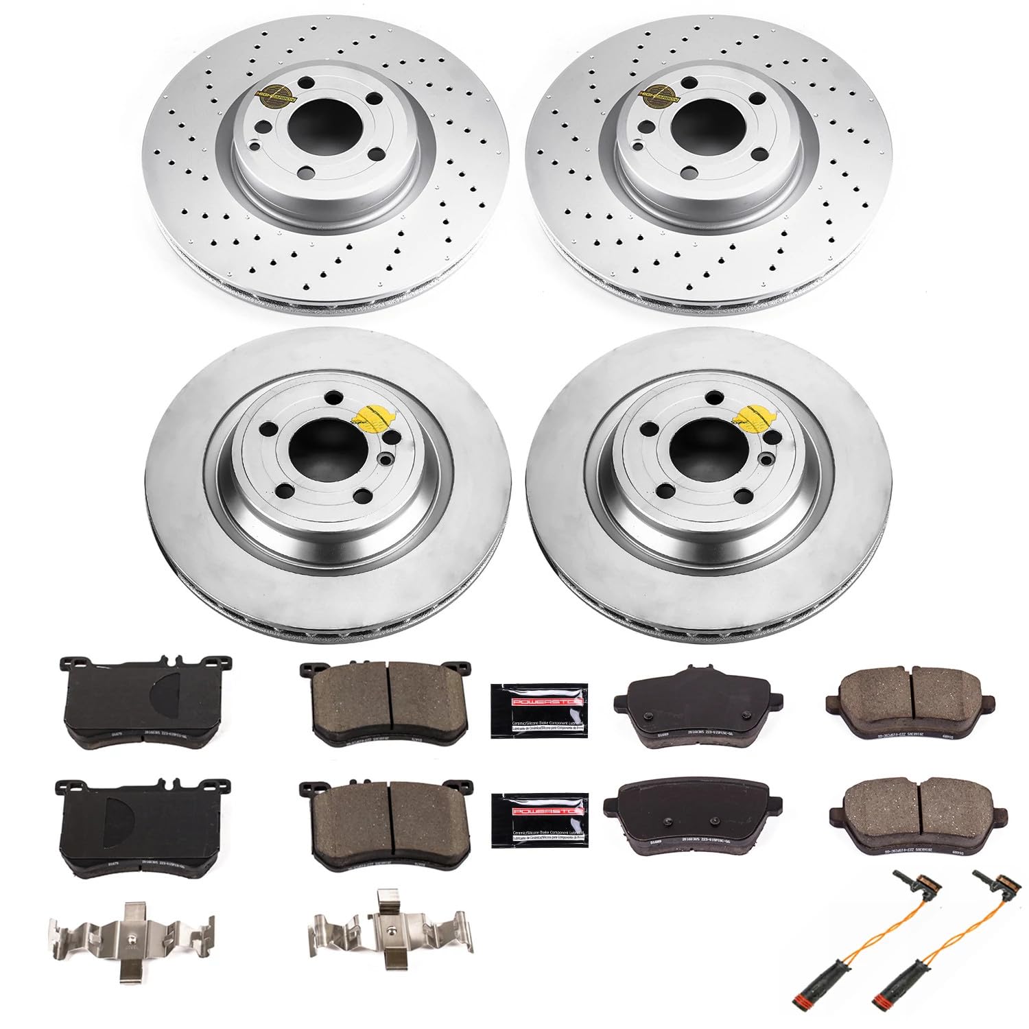 Power Stop Z23 Evolution Coated Brake Kit- Front and Rear Brake Rotors and Carbon-Fiber Ceramic Brake Pads