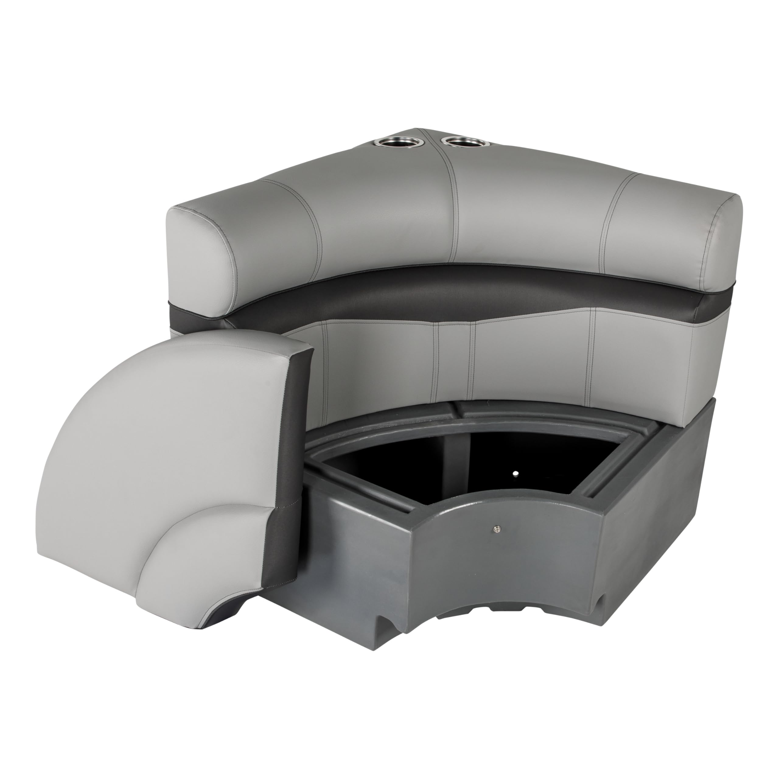 Lippert 32" Square Rockport Series Pontoon Corner Seat, Measures 32" L x 32" W x 30" H, Marine-Grade Vinyl, High-Density Foam, Easy Installation, Fits Most Pontoons, River Rock – 20221094114