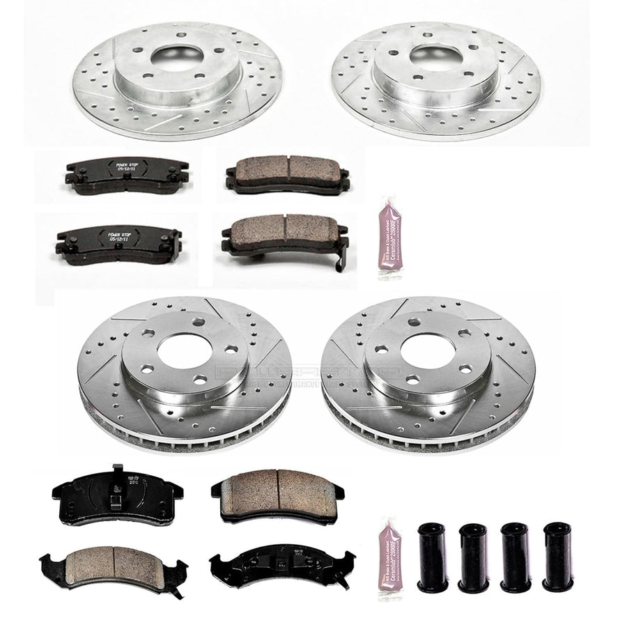 Power Stop K2762 Z23 Carbon Fiber Brake Pads Front and Rear with Drilled & Slotted Brake Rotors Kit For Cadillac Eldorado 1992-1993, Cadillac Seville 1992-1993 [Model Specific]