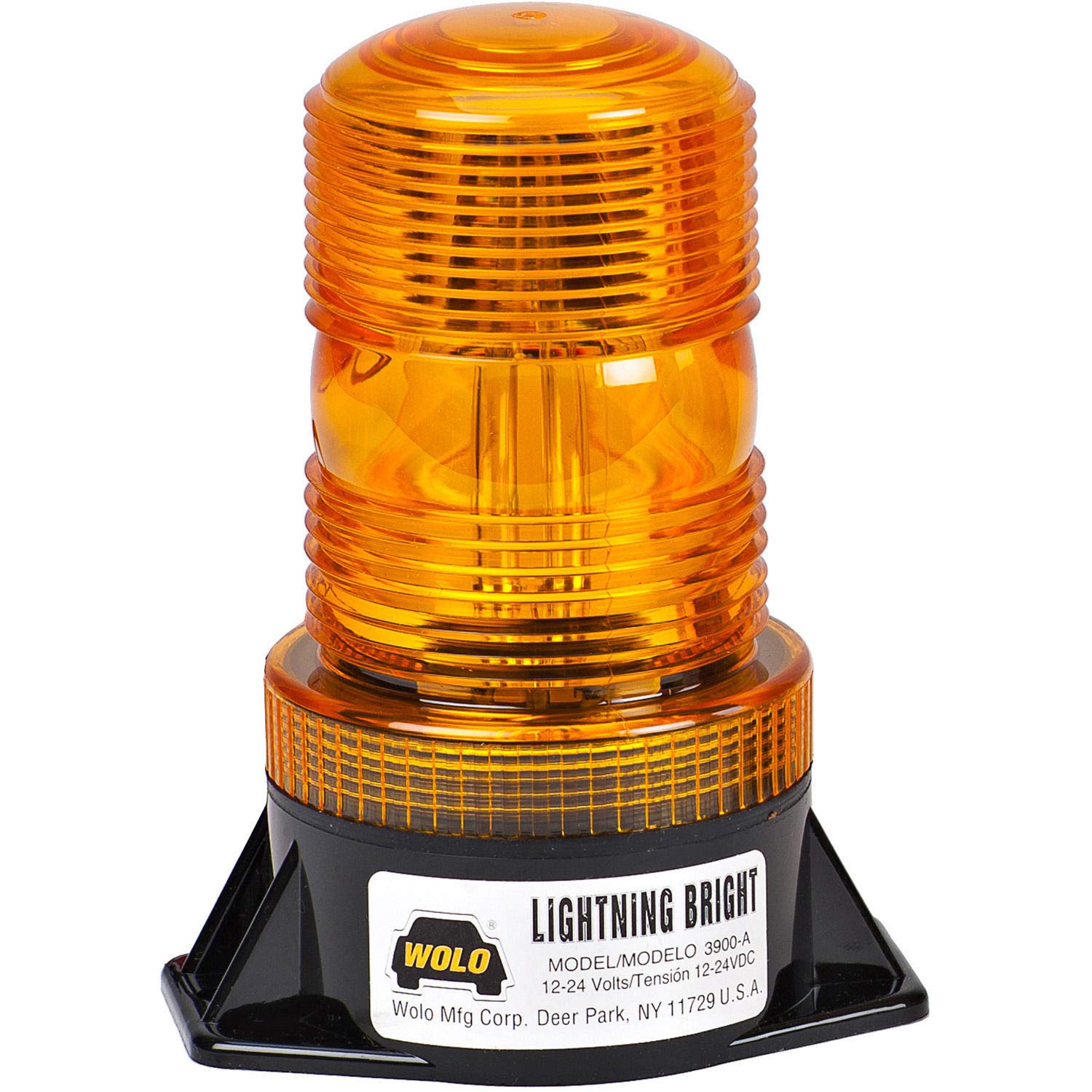 Lightning Bright Wolo (3900-A) Emergency Warning Strobe Light - 12-24 Volt, Fresnel Amber Lens