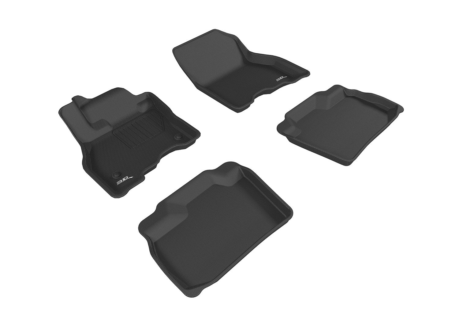 KAGU Floor Mat (BLACK) 3D MAXpider Custom Fit Compatible with NISSAN LEAF 2013-2019 - Full Set