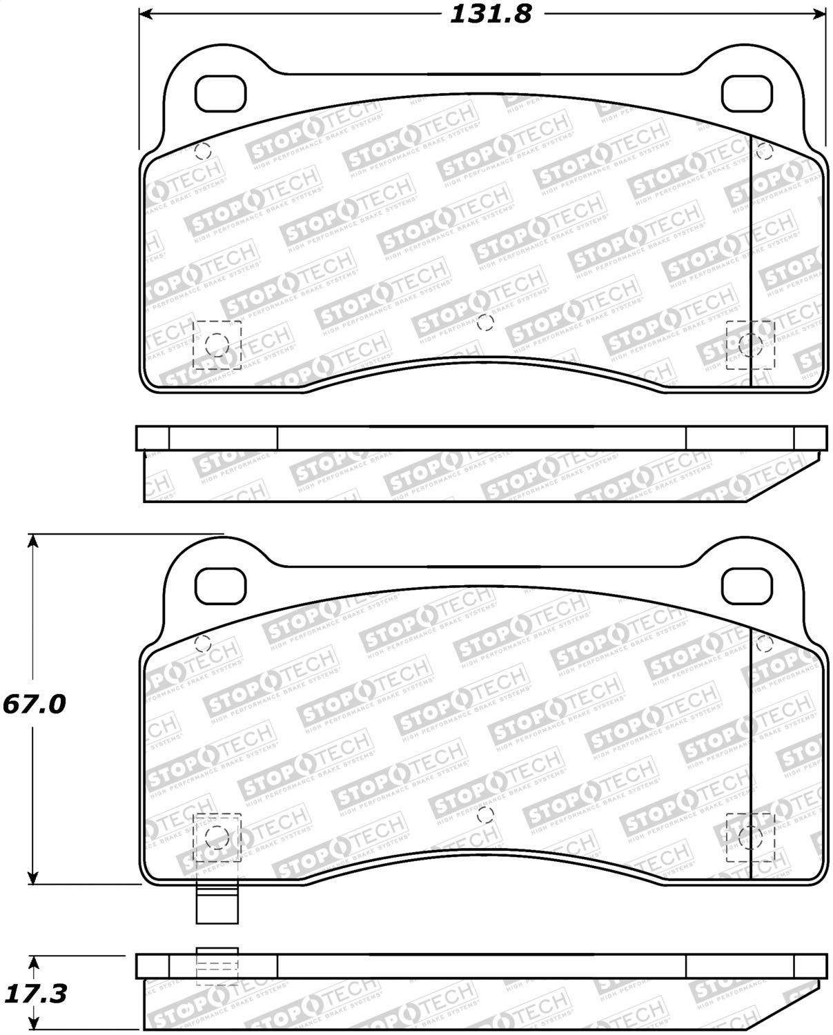 Brake Pads StopTech 308.09680; Front, Rear with Shims Street