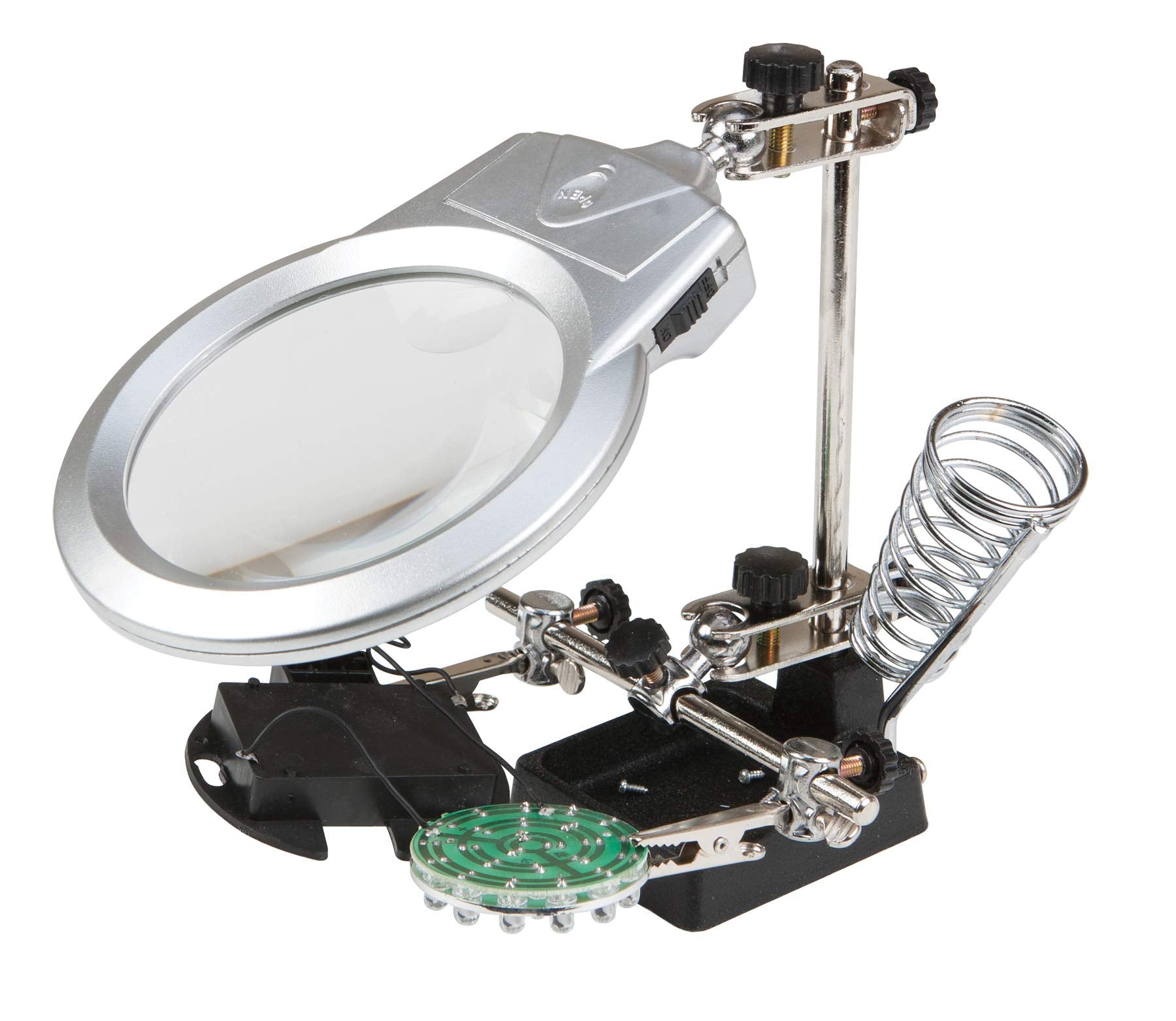 LED Magnifying Lamp Performance Tool W2004 with Adjustable Clamps and Dual Magnifiers - 25X and 6X, Ideal for Soldering, Assembly and Repair Work