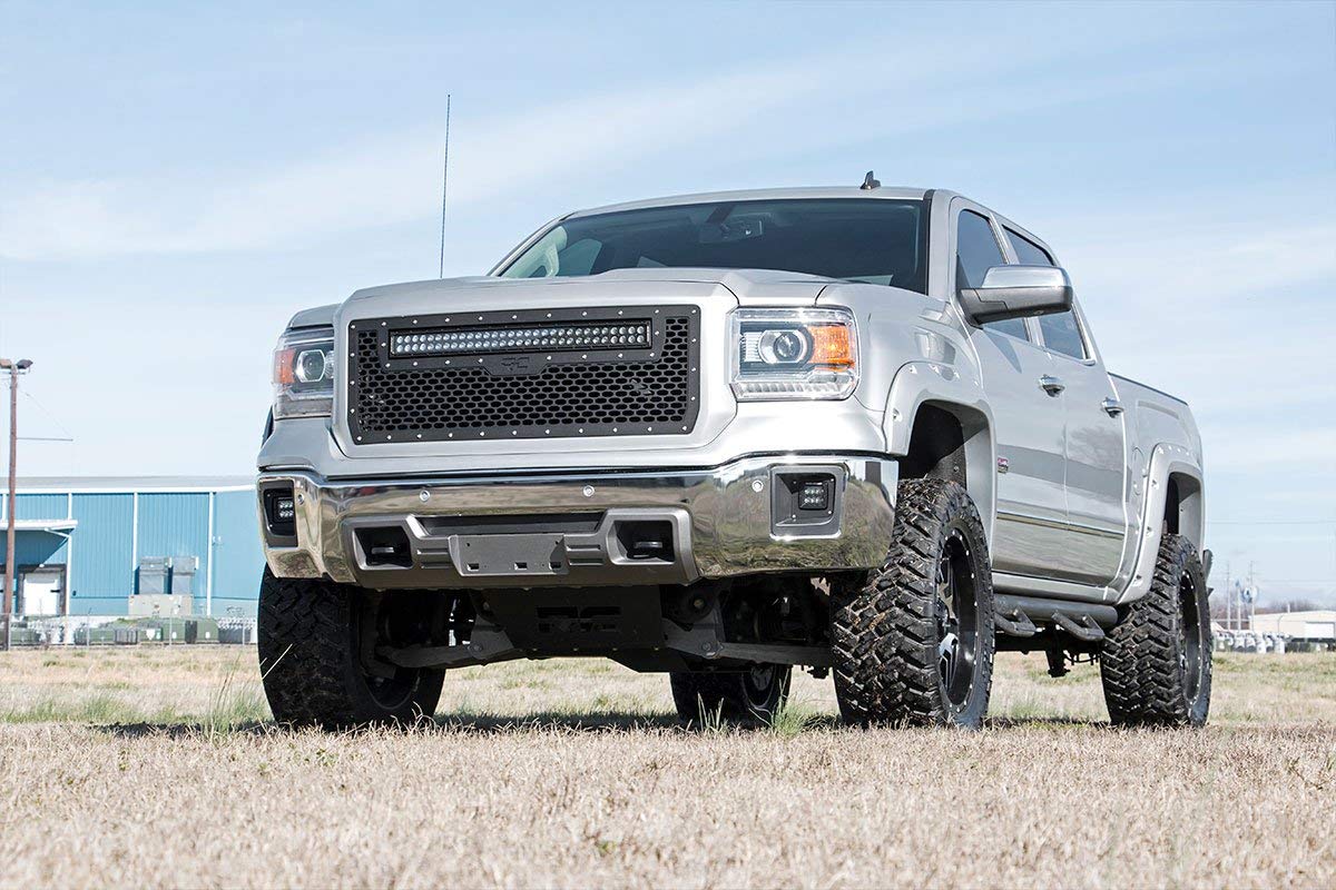 30" Rough Country Mesh White DRL LED Grille for 14-15 GMC Sierra 1500-70190DRL