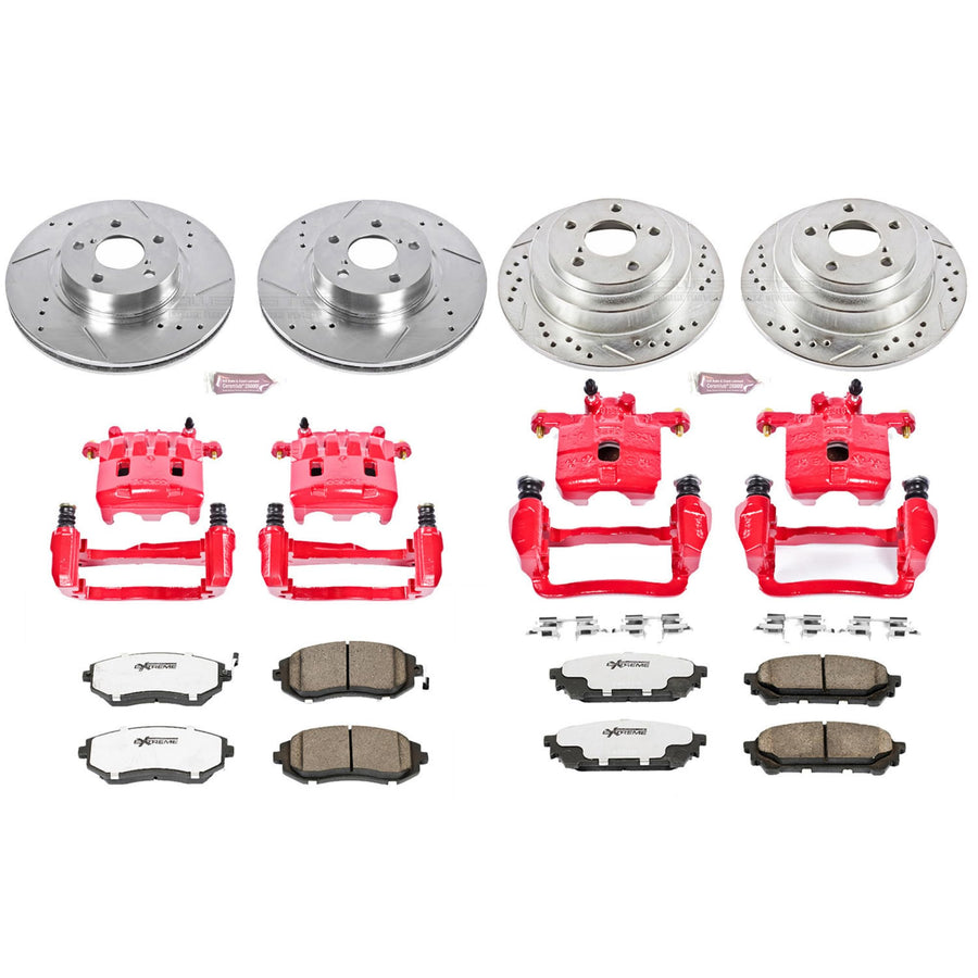 Power Stop Z26 KC1127-26 Front & Rear Street Warrior Brake Kit Saab Subaru For Saab 9-2X 2005-2006, Subaru Impreza 2003-2007 [Model Specific]