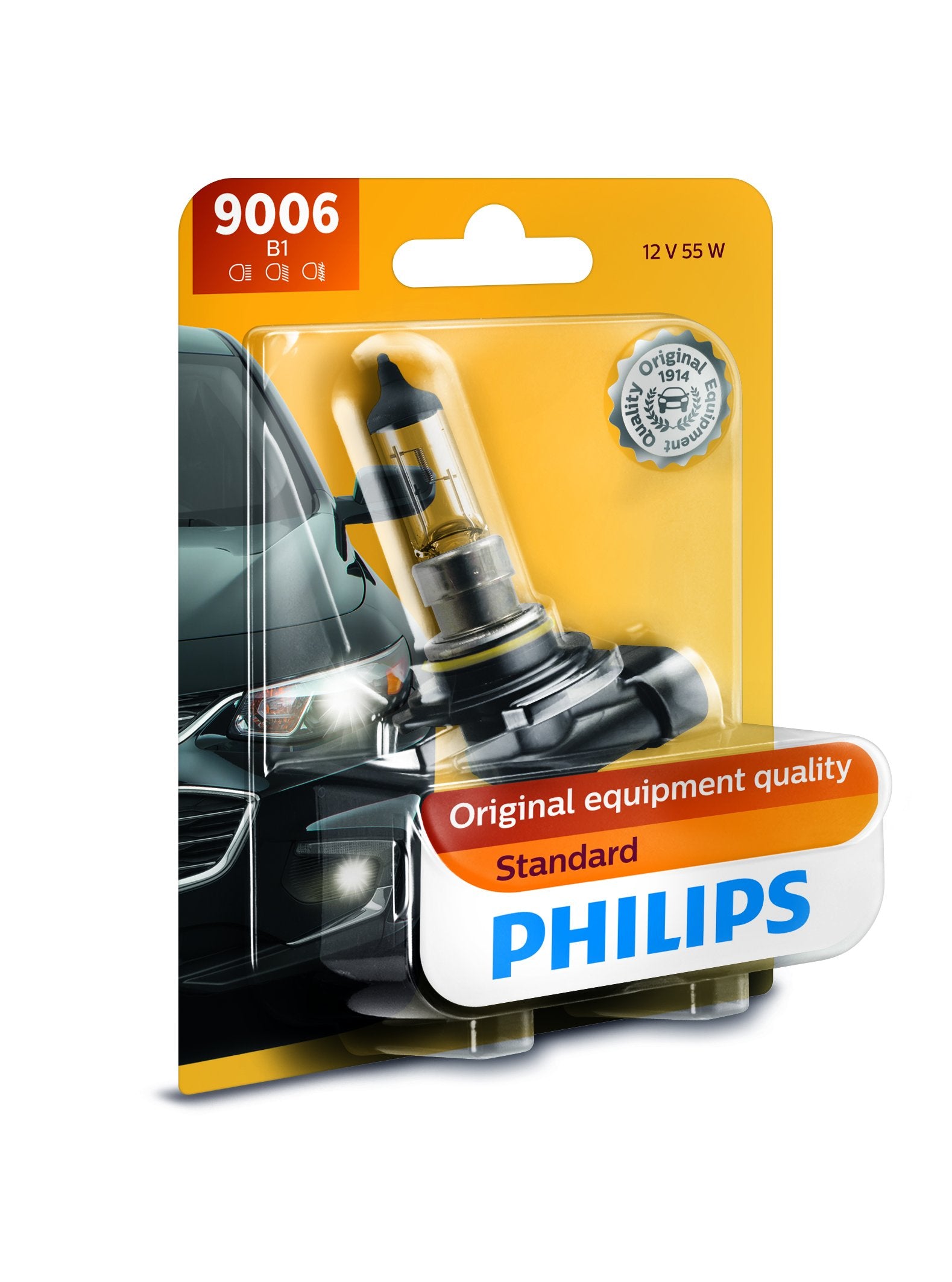 9006B1 Philips 9006 Standard Halogen Replacement Headlight Bulb, Pack of 1