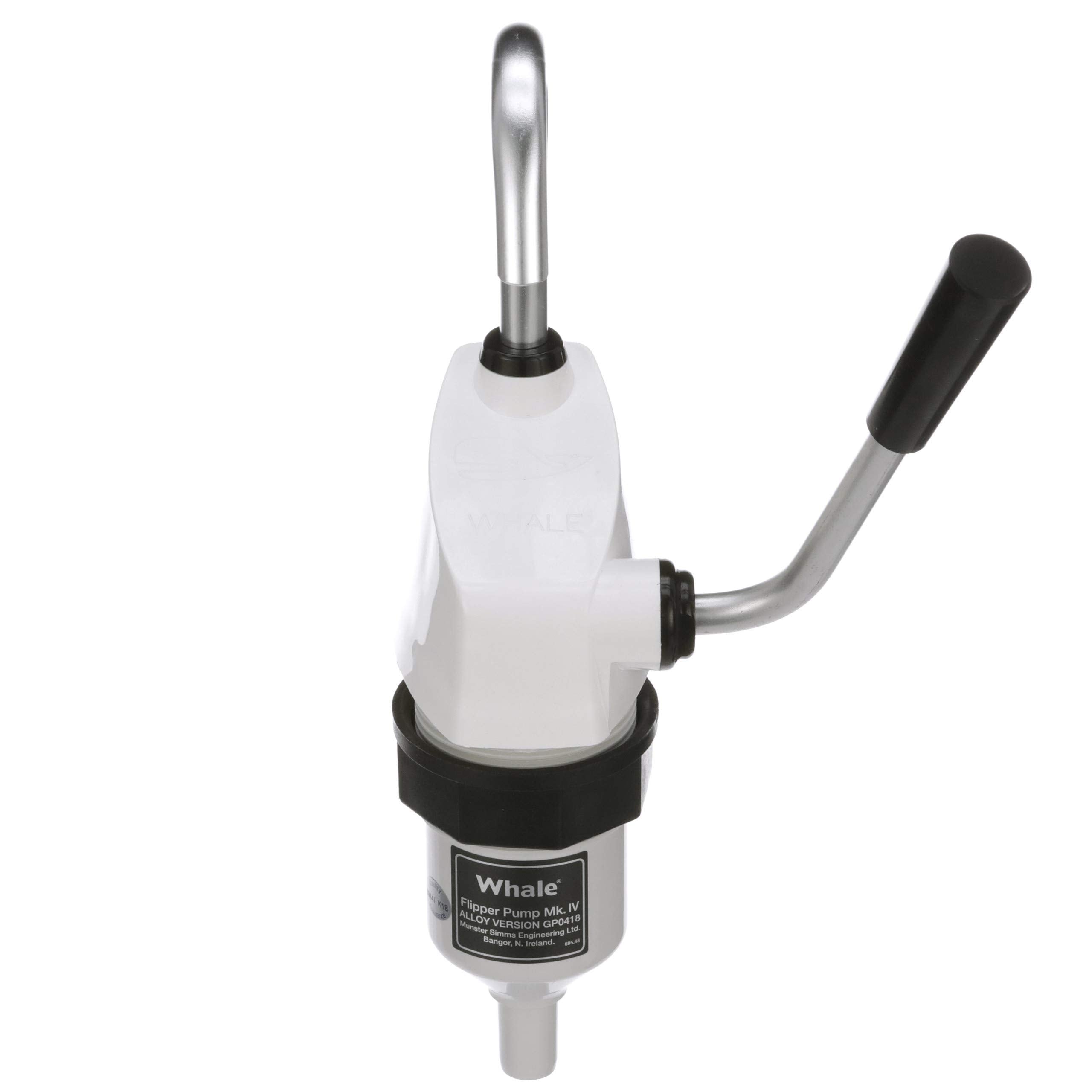 Whale Flipper Pump Mk 4 Hand-Operated Galley Water Pump, 1/2-Inch Flexible Hose Connection, Max Flow Rate 1.85 GPM, Suitable for Fresh or Saltwater