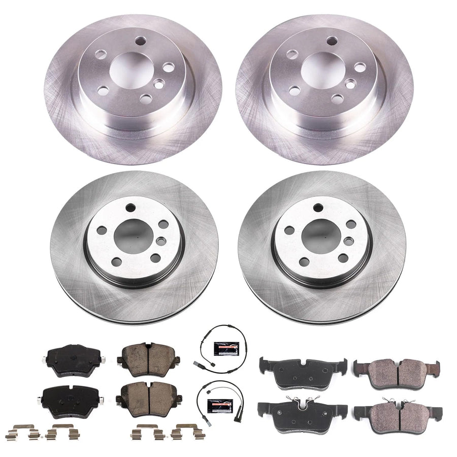 Power Stop KOE8355 Front and Rear Replacement Brake Kit-OE Brake Rotors & Ceramic Brake Pads For Mini Cooper Clubman 2019 [Model Specific]