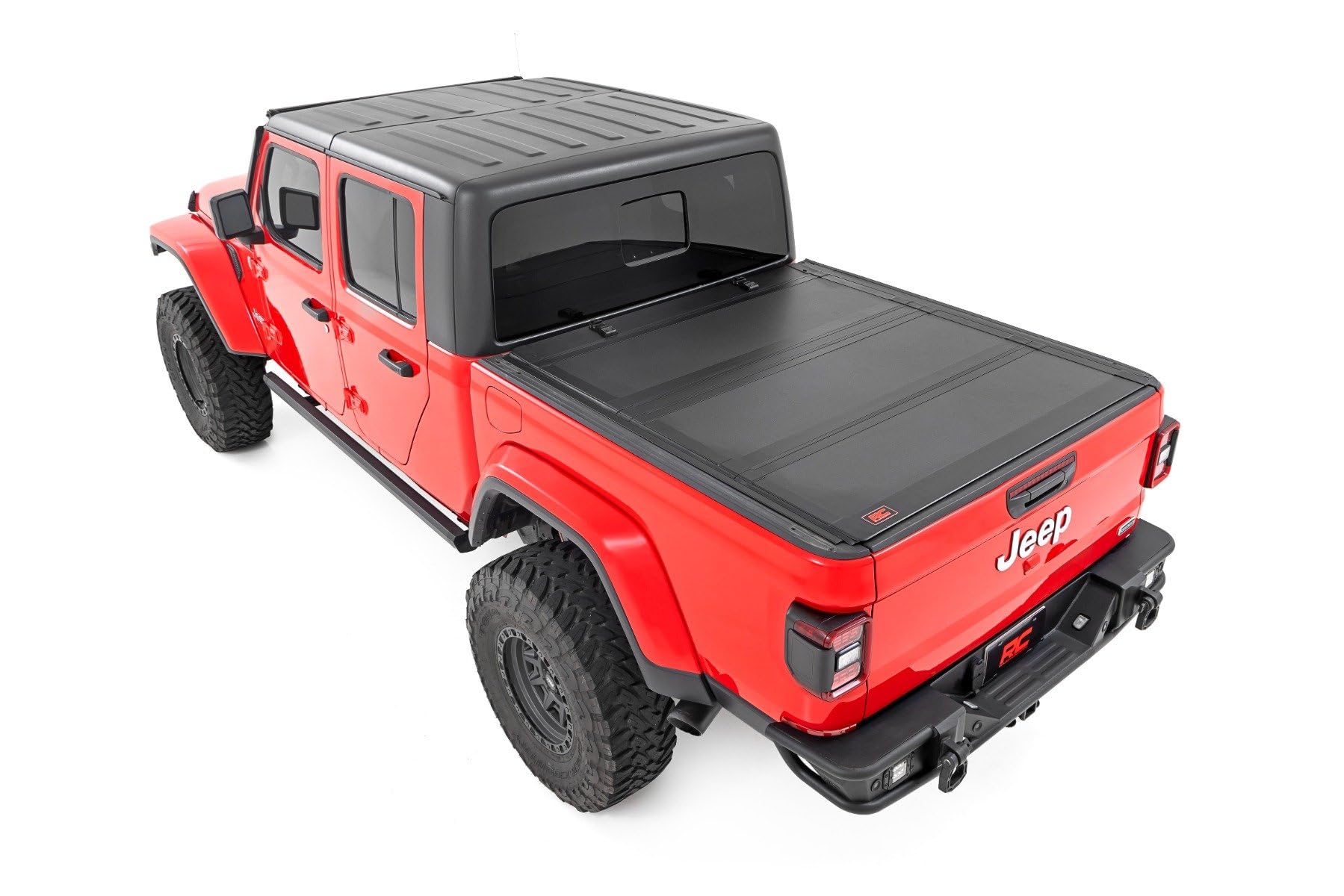 Rough Country Hard Tri-Fold Truck Bed Cover, Truck Tonneau Covers Flip Up for Jeep Gladiator JT (2020-2024) - 5ft Jeep Gladiator Bed Cover, Tonneau Cover - 49620500