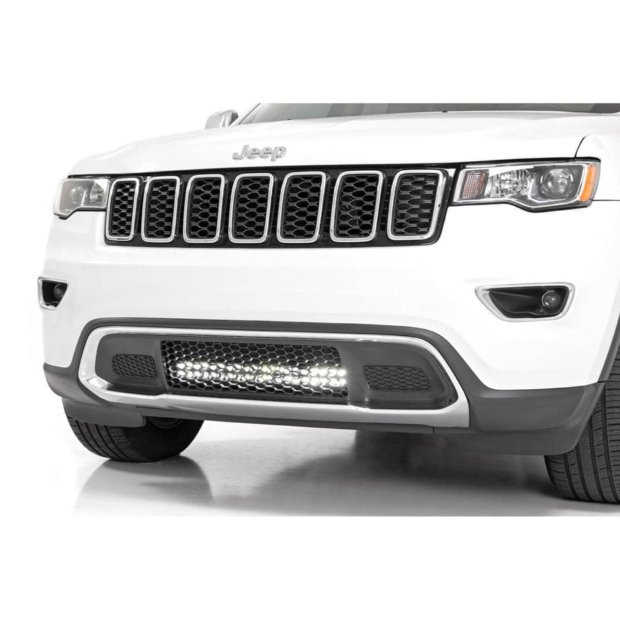 20" Rough Country Dual Row LED Light Bar Kit for Jeep Grand Cherokee WK2 (2011-2020) - Hidden Bumper Mount, 200W Spectrum Series, 18,000 Lumens, Combo Spot & Flood Beam