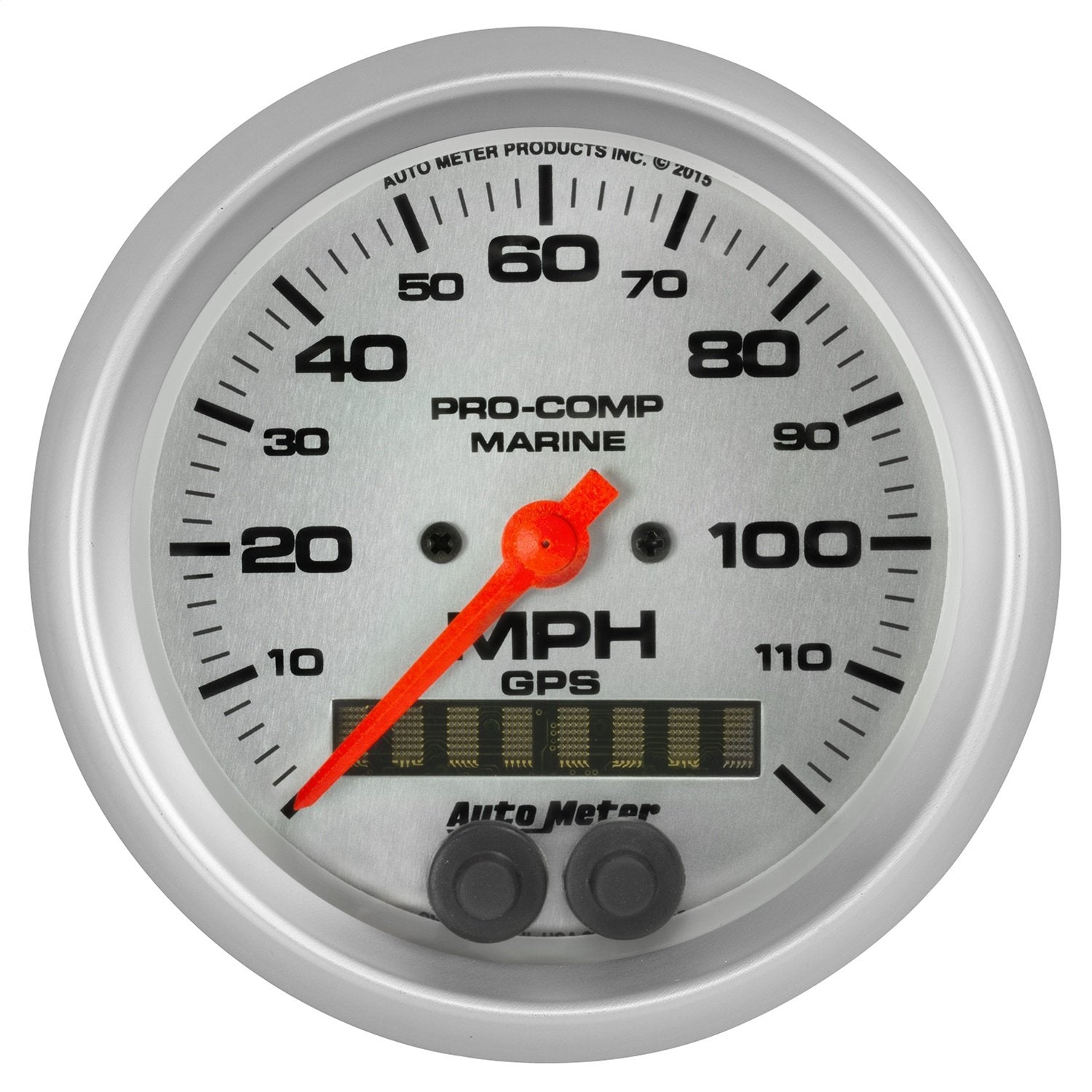 Speedometer AutoMeter Gauge, 3 3/8", 120Mph, GPS, Marine Silver (200637-33)