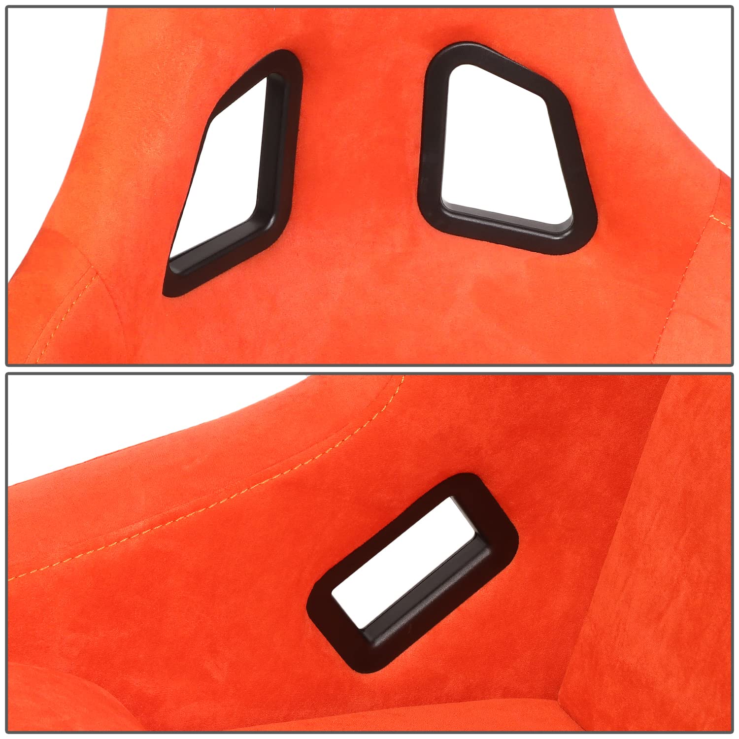 NRG Innovations Prisma NRG-FRP-302OR-ULTRA Fixed Back Bucket Racing Seat with Bottom Mount Bracket, Orange Color Seat/Gold Flake Back, 24" W X 36" H X 18" D