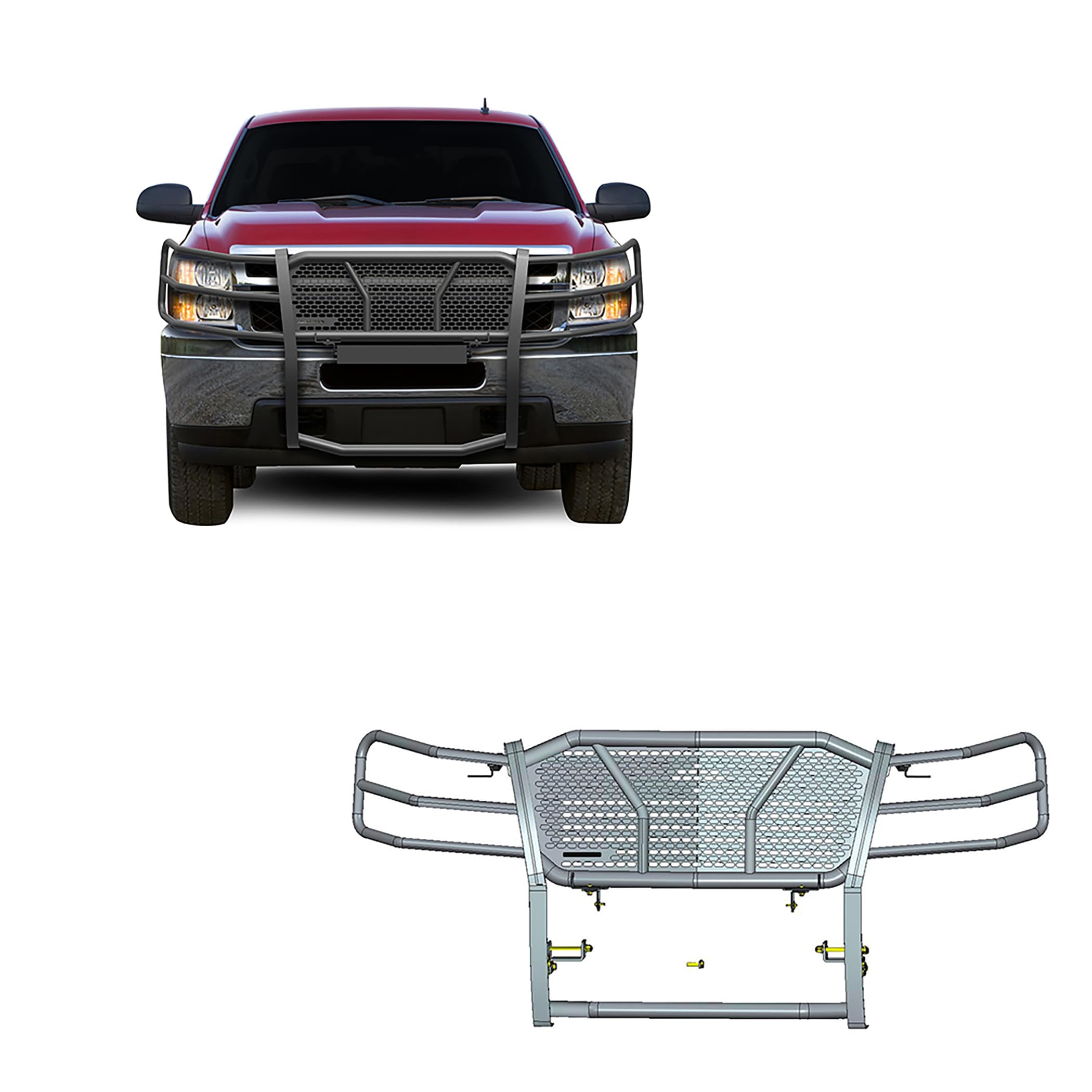 Heavy Duty Black Horse Rugged Grille Brush Bumper Guard Modular Black Compatible with 2007-2013 Chevrolet Silverado 1500-RU-CHSI07-B