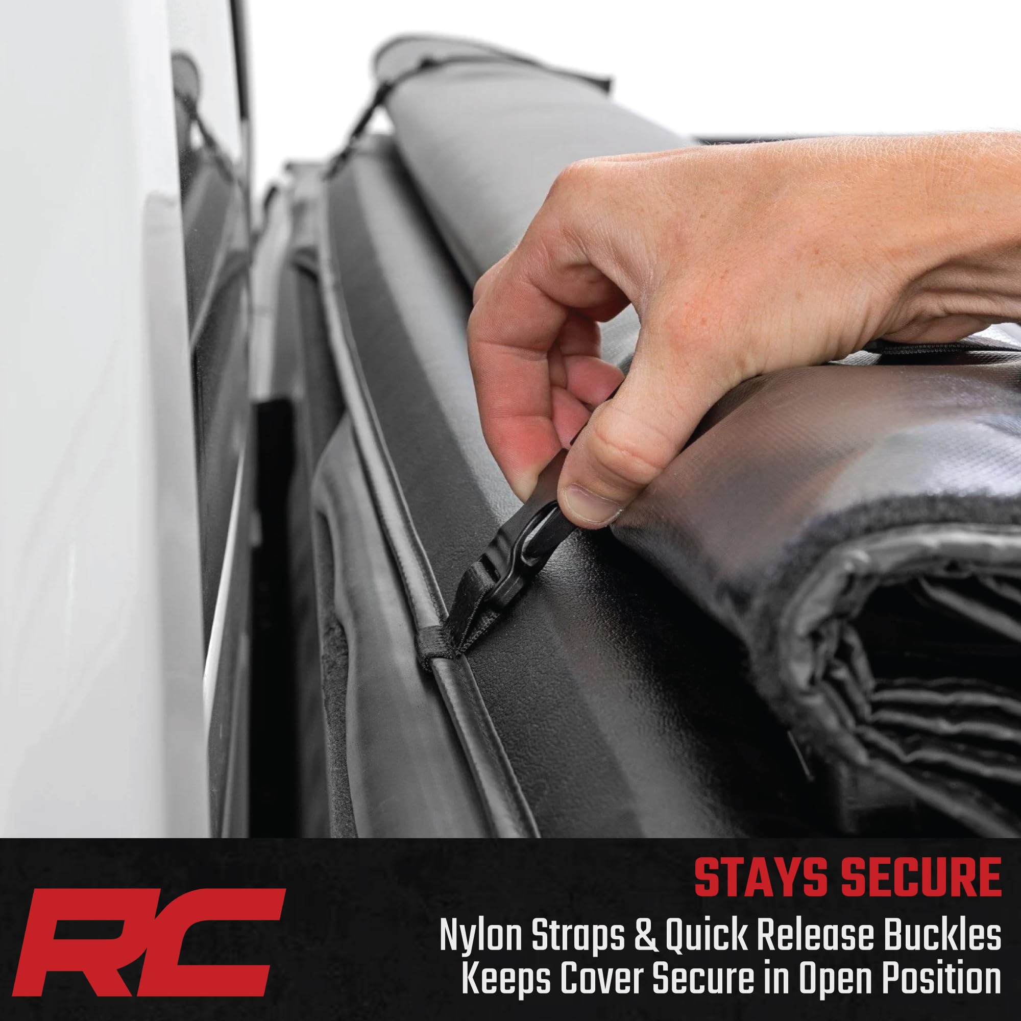 Rough Country Soft Roll-Up Truck Bed Cover for GMC Sierra 1500 & Chevy Silverado 1500 (2019–2026) – 5'10" Short Bed Tonneau Cover