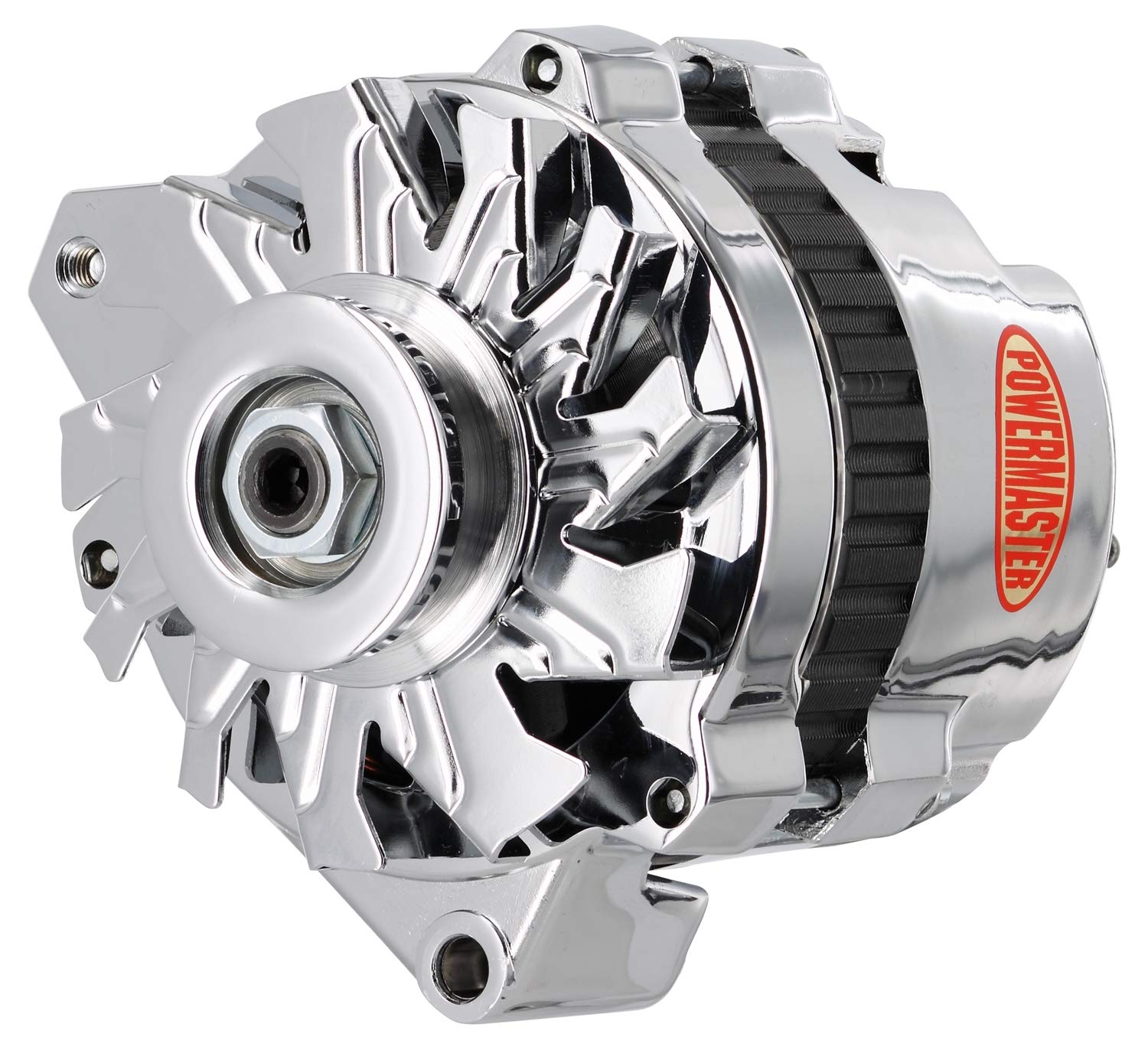 Alt GM CS130 Chrome 105A 1V Pulley Offset Left MTG 1-Wire or OE Hookup - Powermaster