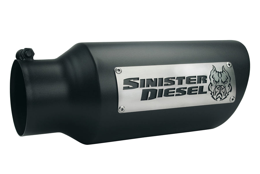 Dual Wall Sinister Diesel Exhaust Tip W/Angle Cut 4" to 6" Black