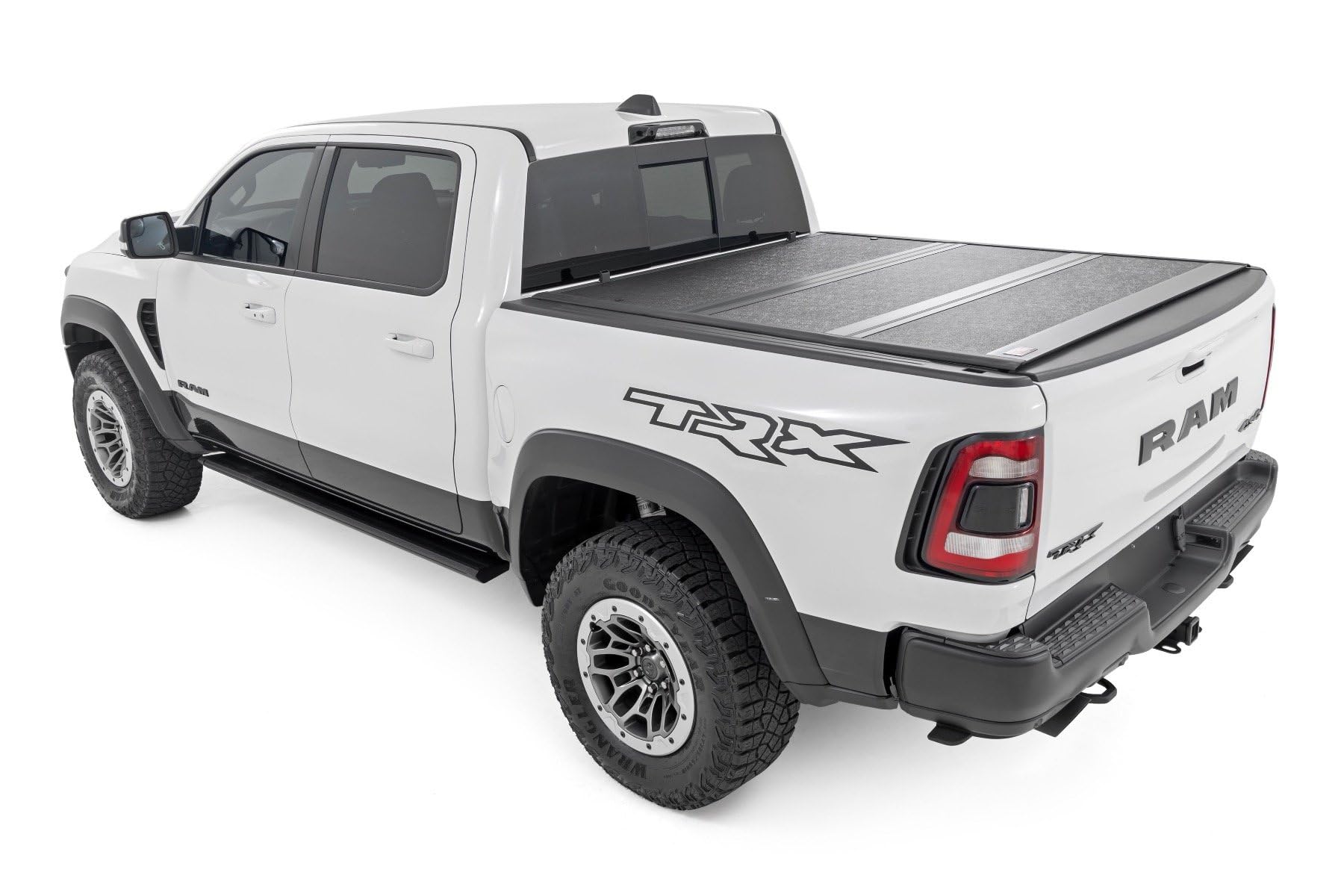 Hard Tri-Fold Rough Country Tonneau Cover for Ram 1500 (2019-2026) & 1500 TRX (2021-2024) - Low-Profile Aluminum Truck Bed Cover, Fits 5'7 Bed